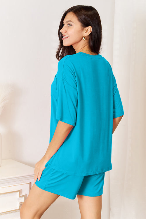 Basic Bae Full Size Soft Rayon Half Sleeve Top and Shorts Set - WYNFLARE