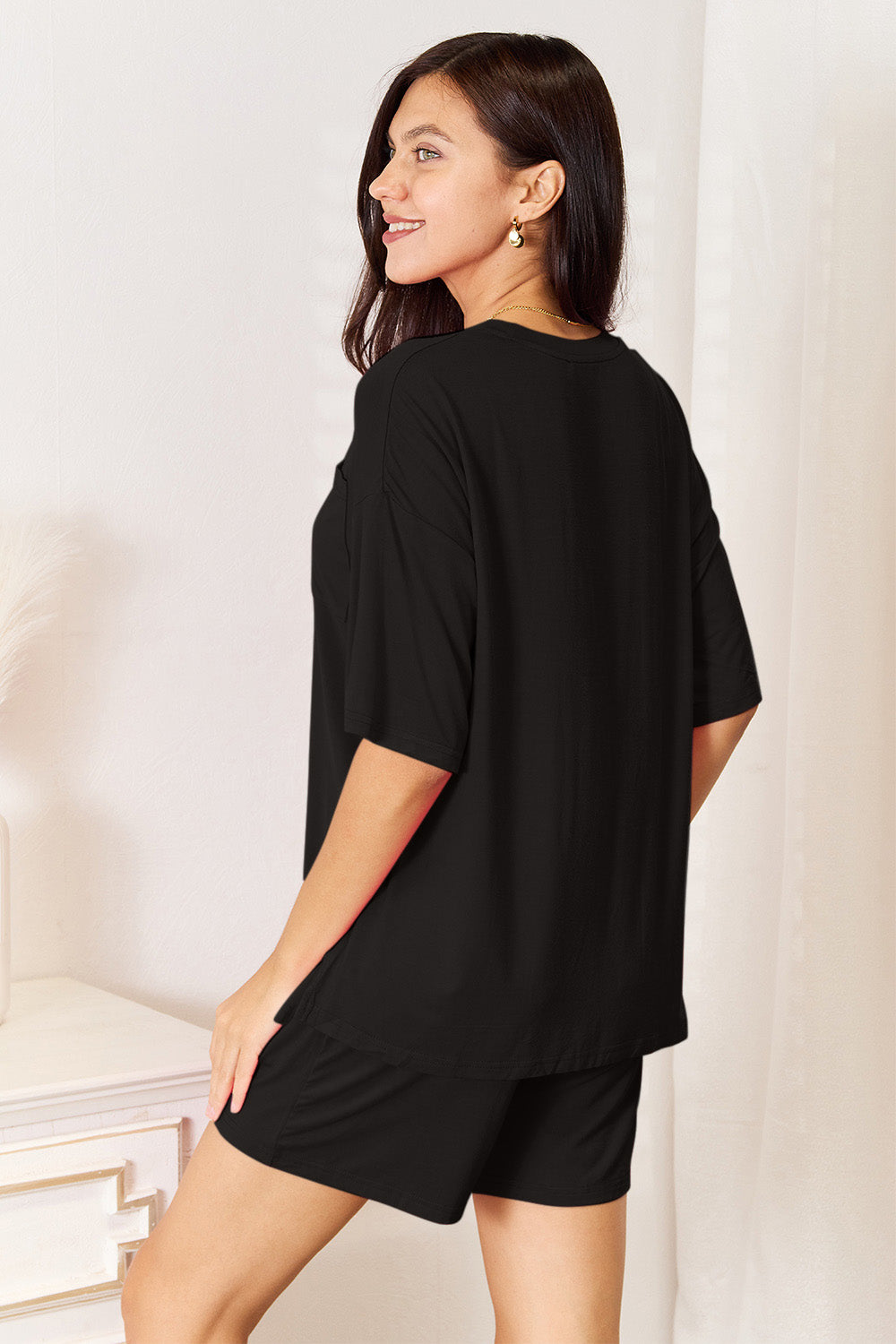 Basic Bae Full Size Soft Rayon Half Sleeve Top and Shorts Set - WYNFLARE