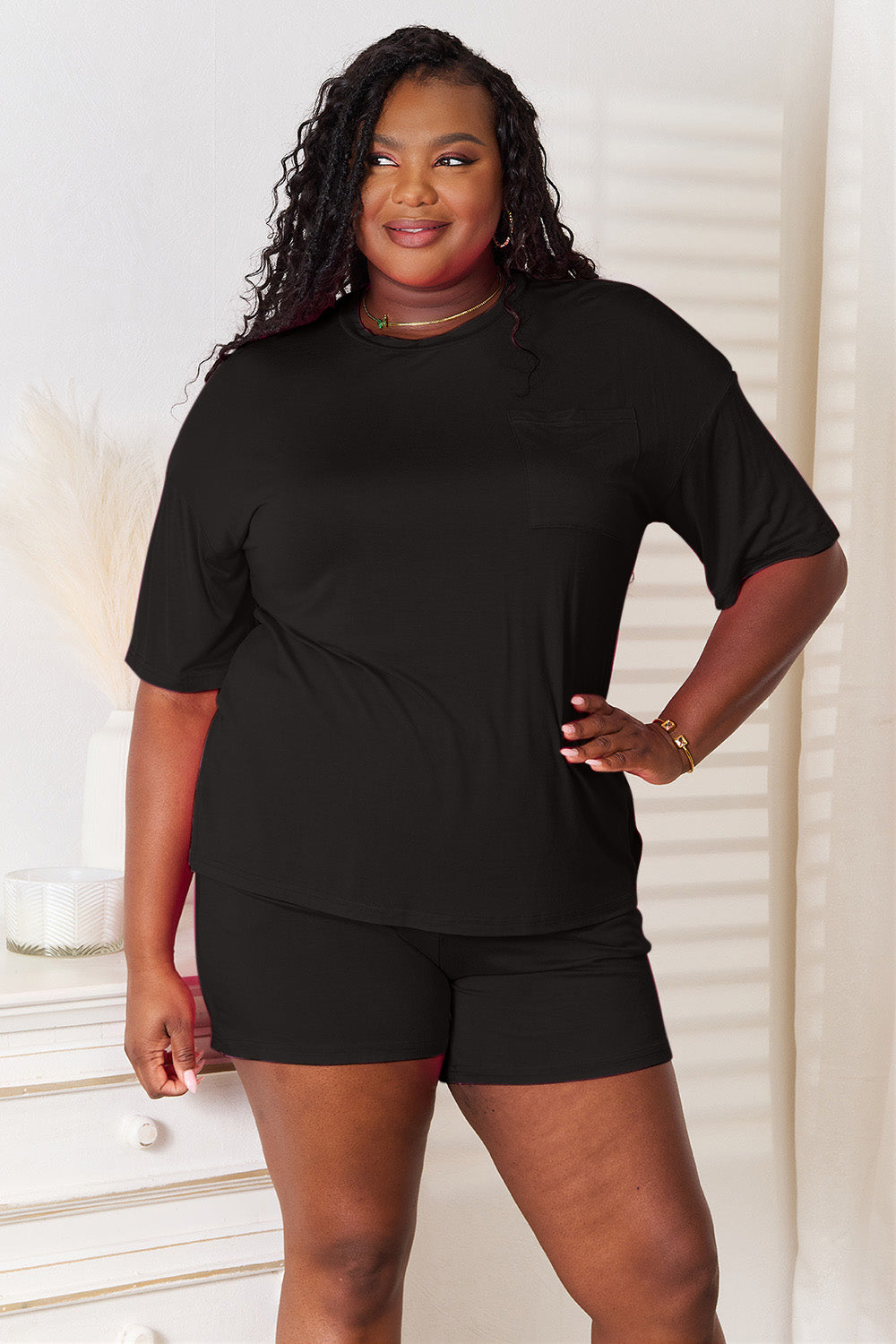 Basic Bae Full Size Soft Rayon Half Sleeve Top and Shorts Set - WYNFLARE