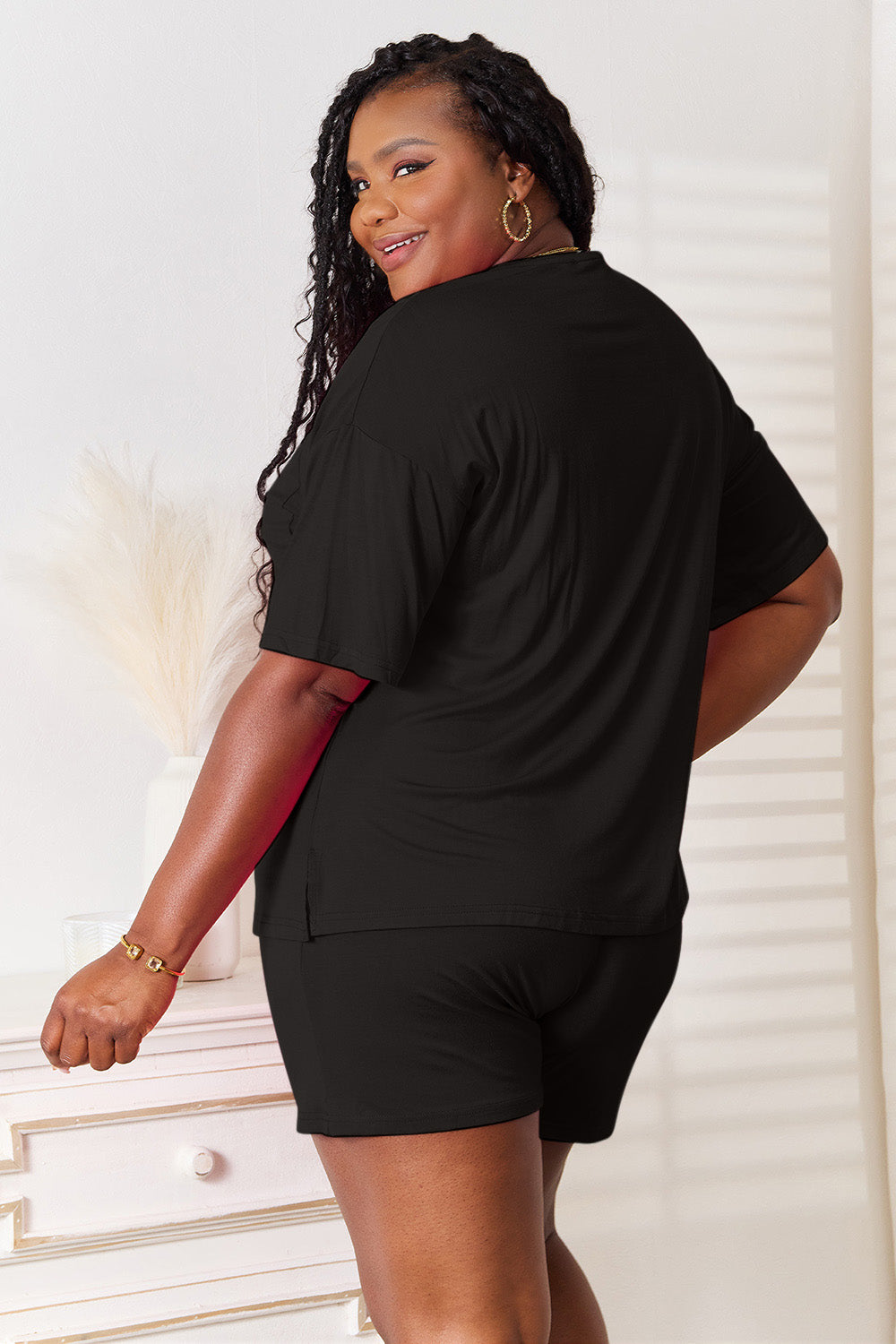 Basic Bae Full Size Soft Rayon Half Sleeve Top and Shorts Set - WYNFLARE
