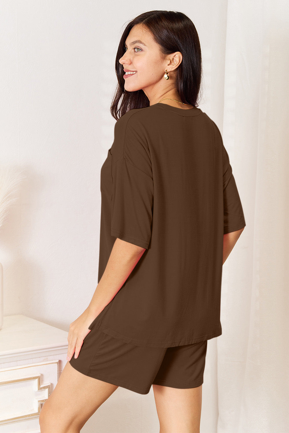Basic Bae Full Size Soft Rayon Half Sleeve Top and Shorts Set - WYNFLARE