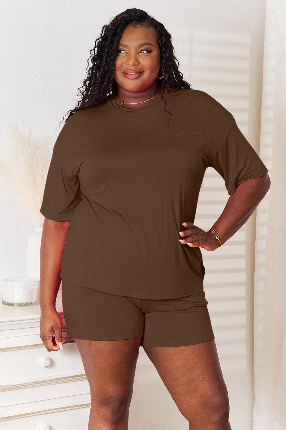Basic Bae Full Size Soft Rayon Half Sleeve Top and Shorts Set - WYNFLARE