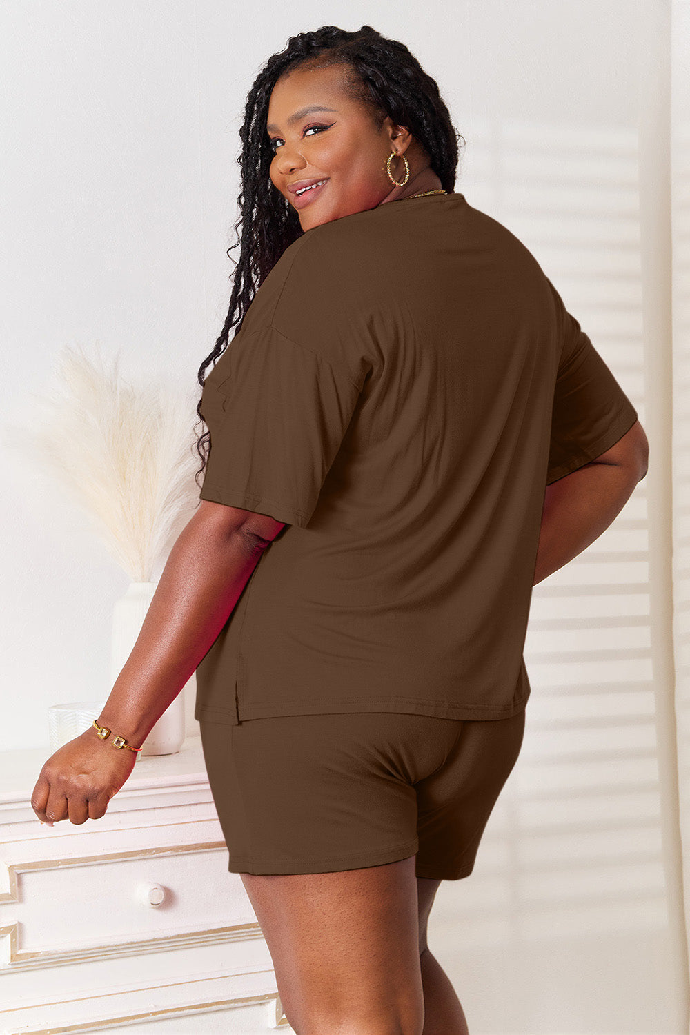 Basic Bae Full Size Soft Rayon Half Sleeve Top and Shorts Set - WYNFLARE