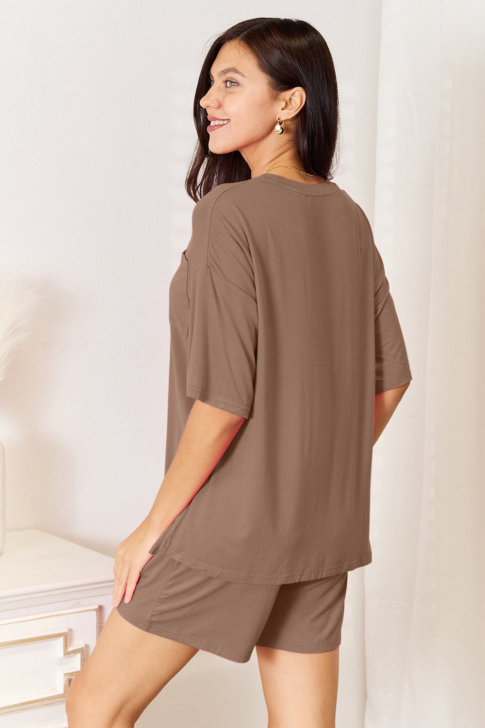 Basic Bae Full Size Soft Rayon Half Sleeve Top and Shorts Set - WYNFLARE