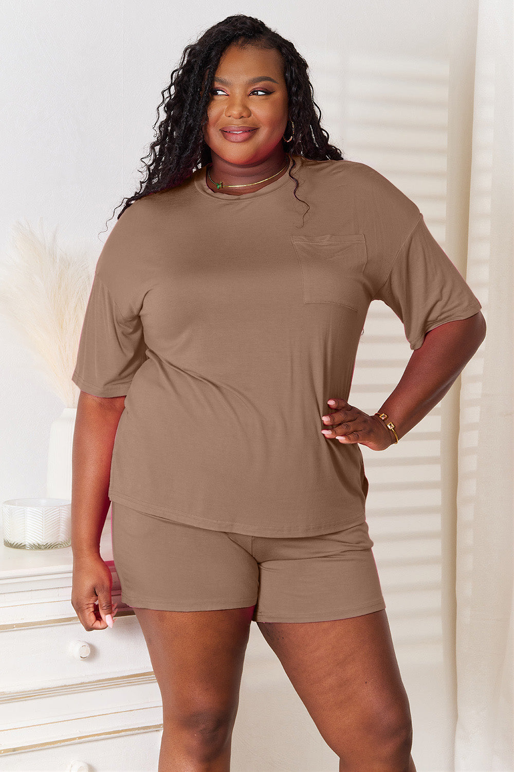 Basic Bae Full Size Soft Rayon Half Sleeve Top and Shorts Set - WYNFLARE