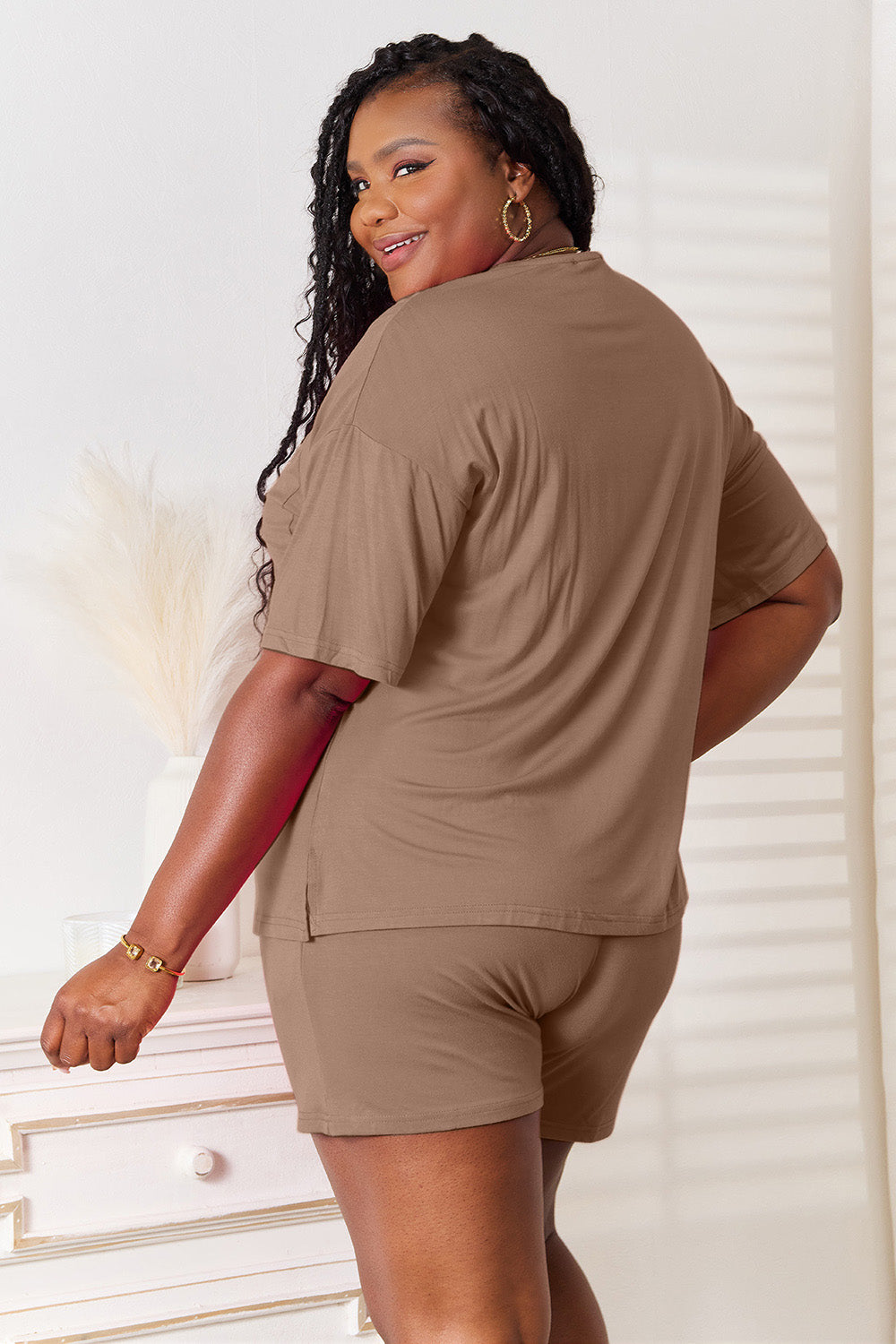 Basic Bae Full Size Soft Rayon Half Sleeve Top and Shorts Set - WYNFLARE