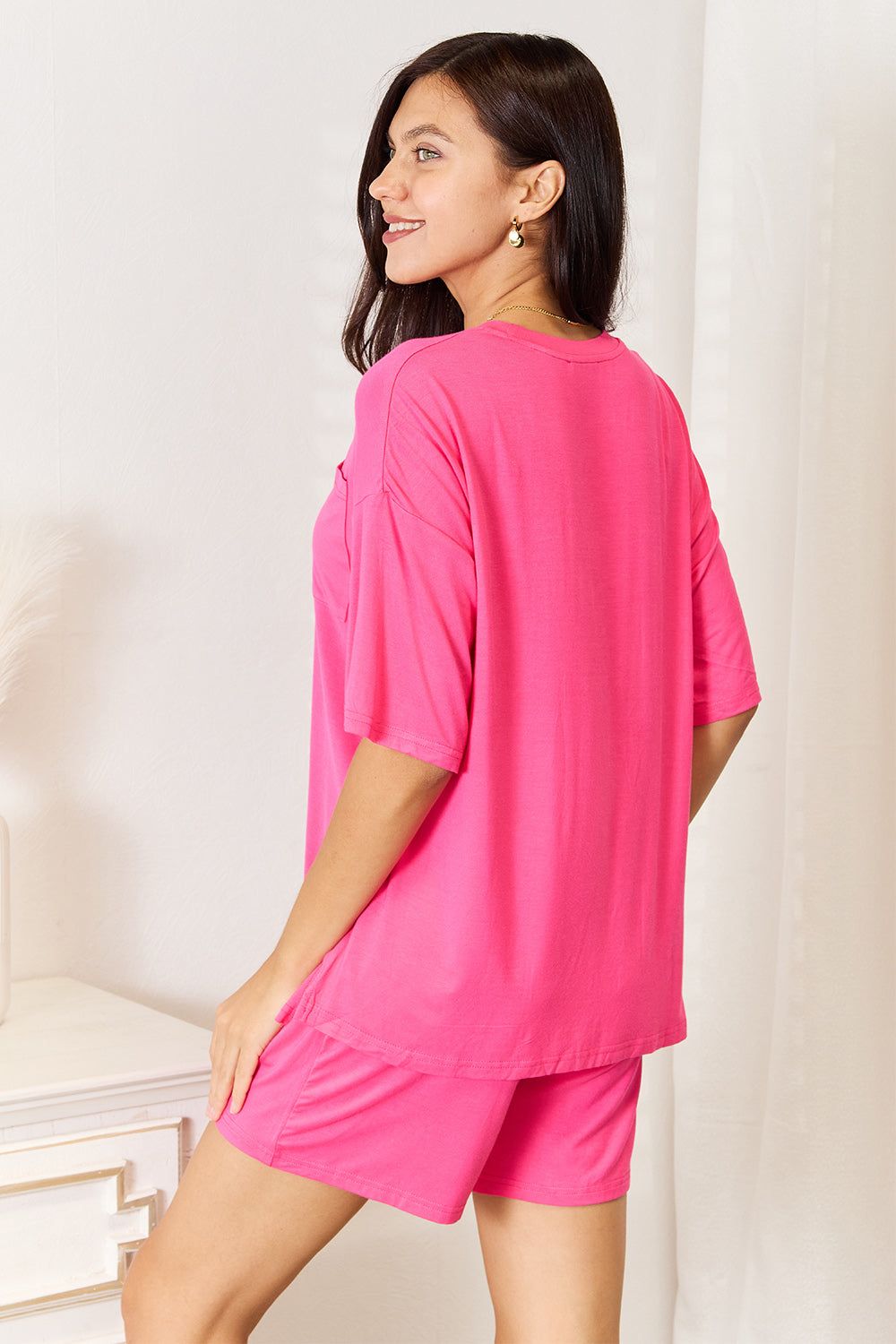 Basic Bae Full Size Soft Rayon Half Sleeve Top and Shorts Set - WYNFLARE