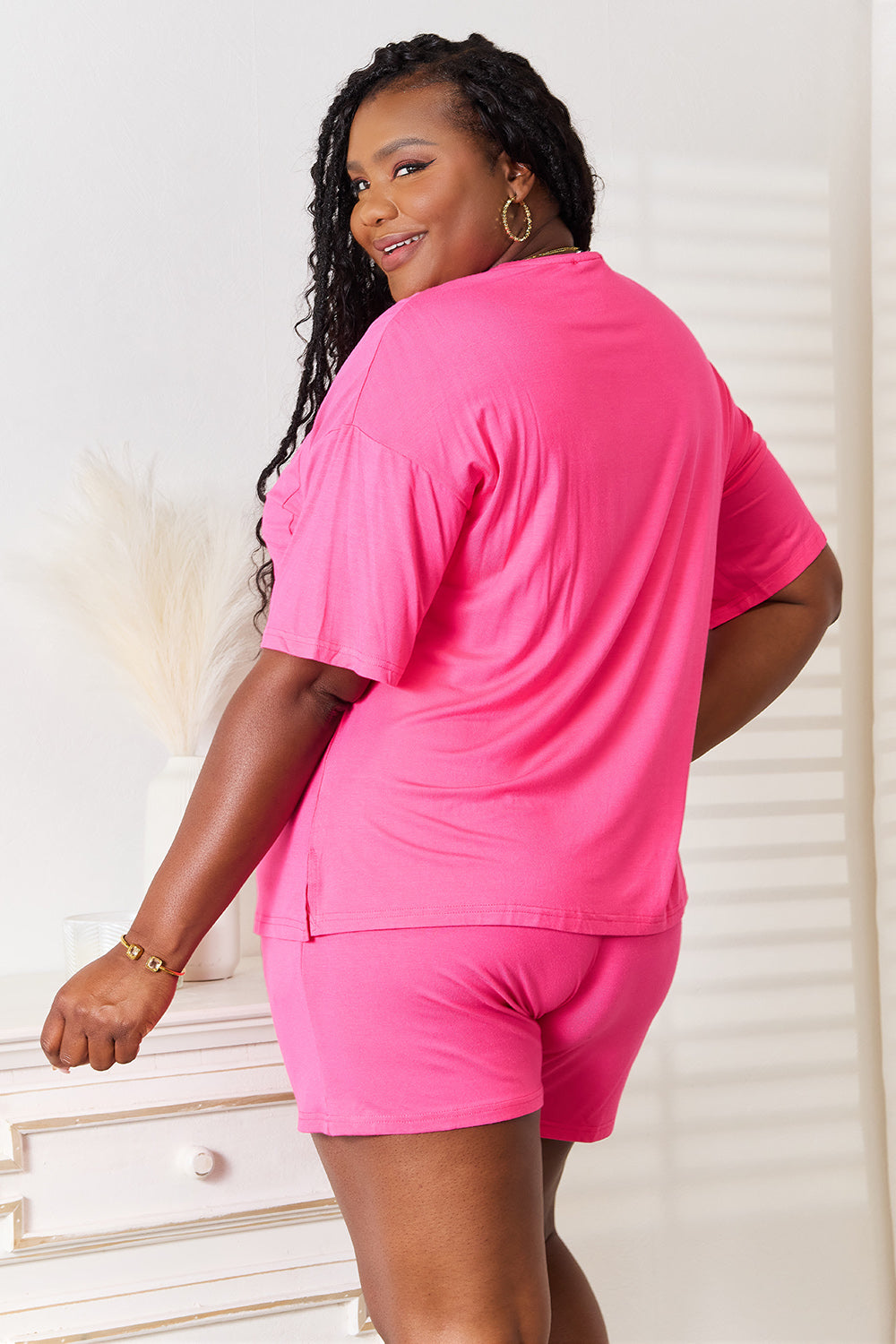 Basic Bae Full Size Soft Rayon Half Sleeve Top and Shorts Set - WYNFLARE