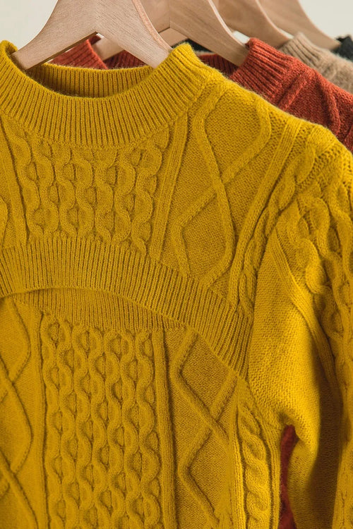 BiBi Cable-Knit Sweater with Cut Out Chest Detail - WYNFLARE