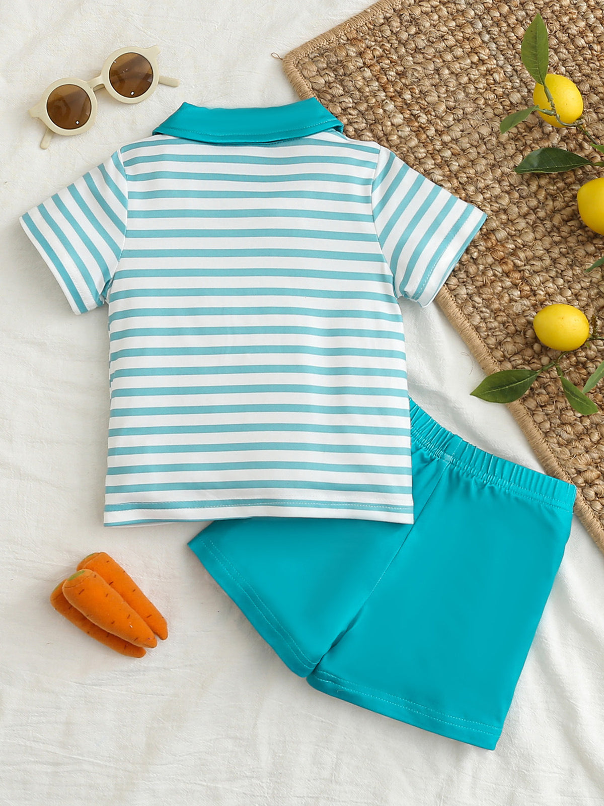 Boys Striped Polo & Shorts Set – Cute Summer Outfit for Kids - WYNFLARE