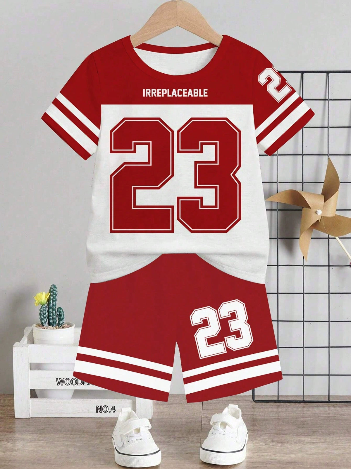 Children's 23 Number Graphic Tee and Shorts Set - WYNFLARE