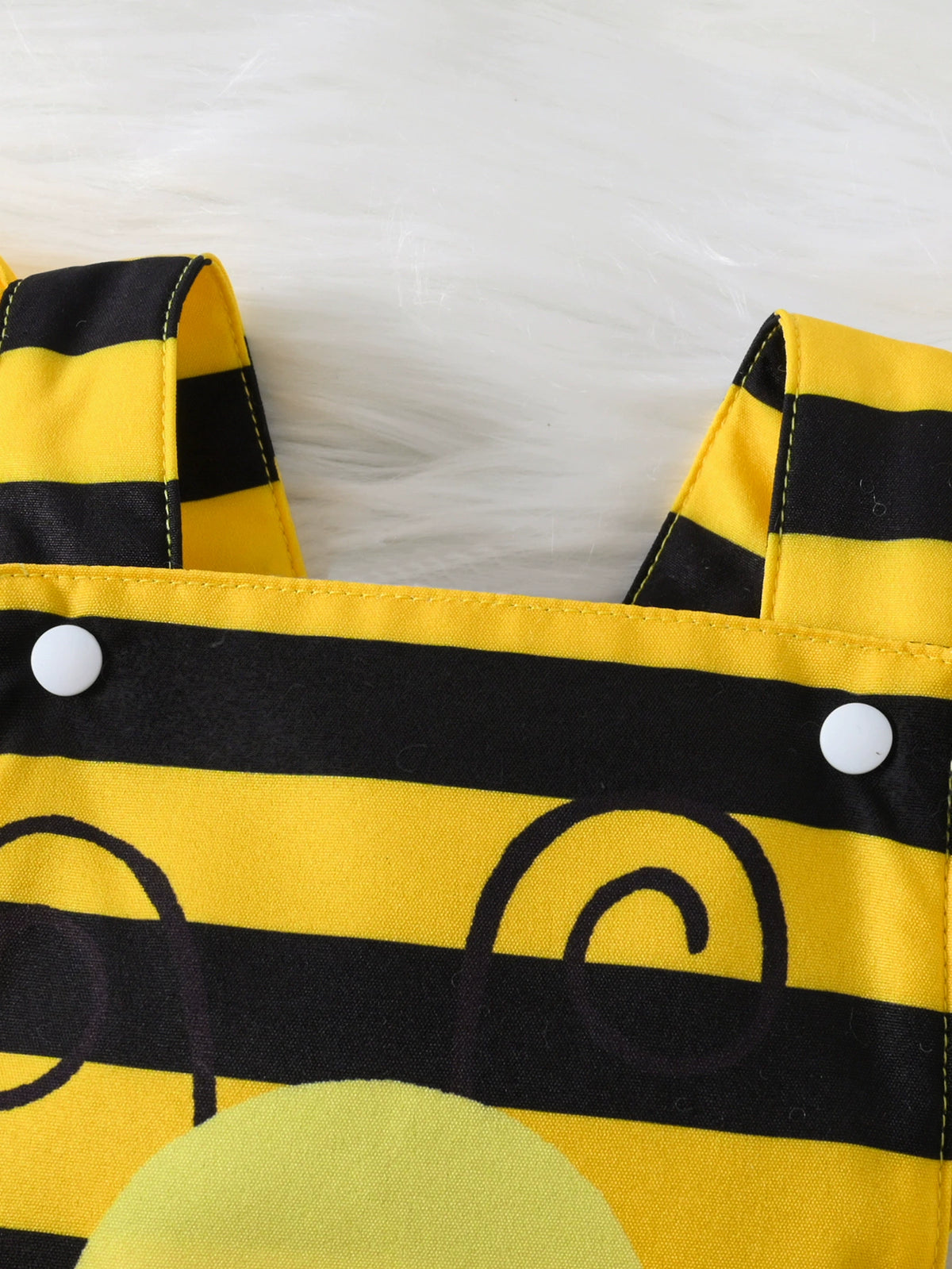 Children's Bee Striped Ruffle Bodysuit Dress with Headband - WYNFLARE