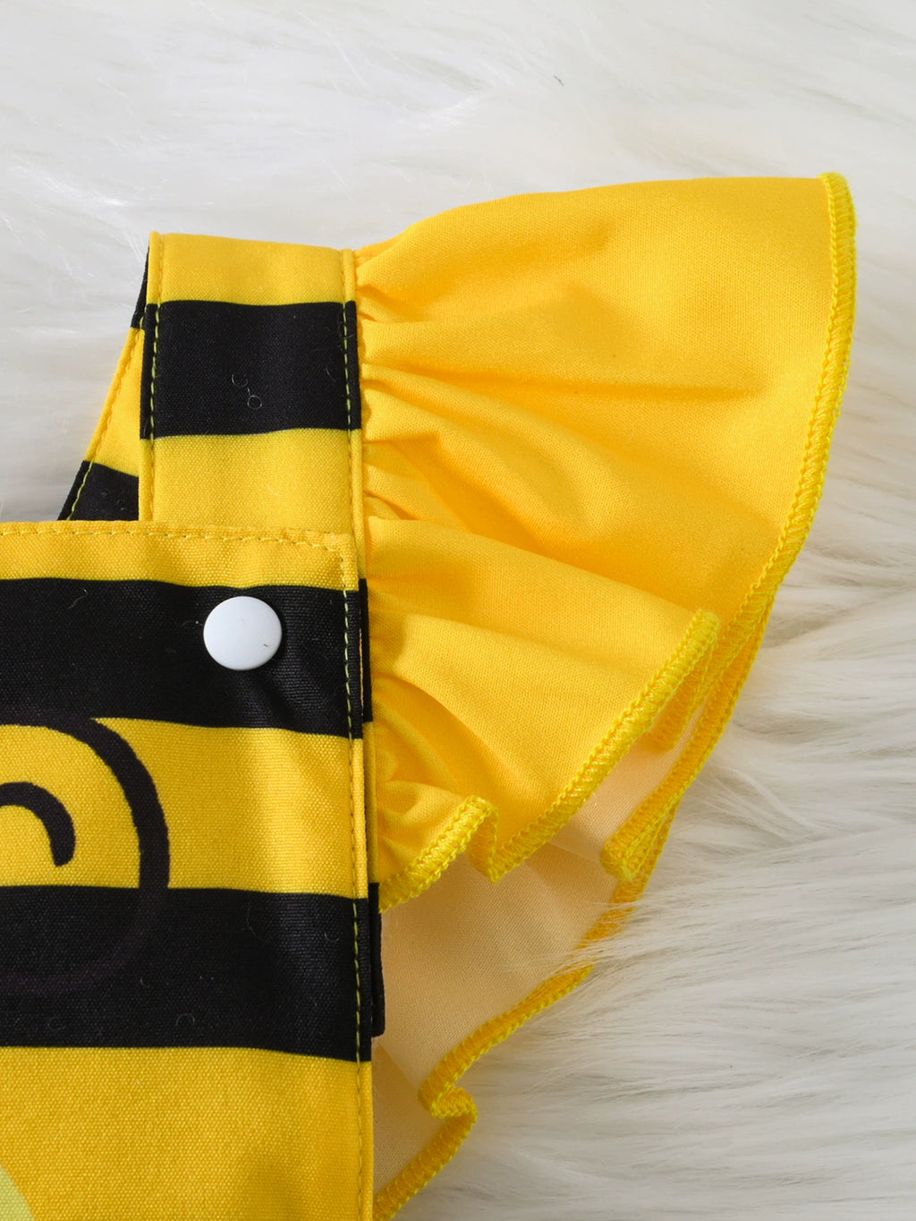 Children's Bee Striped Ruffle Bodysuit Dress with Headband - WYNFLARE