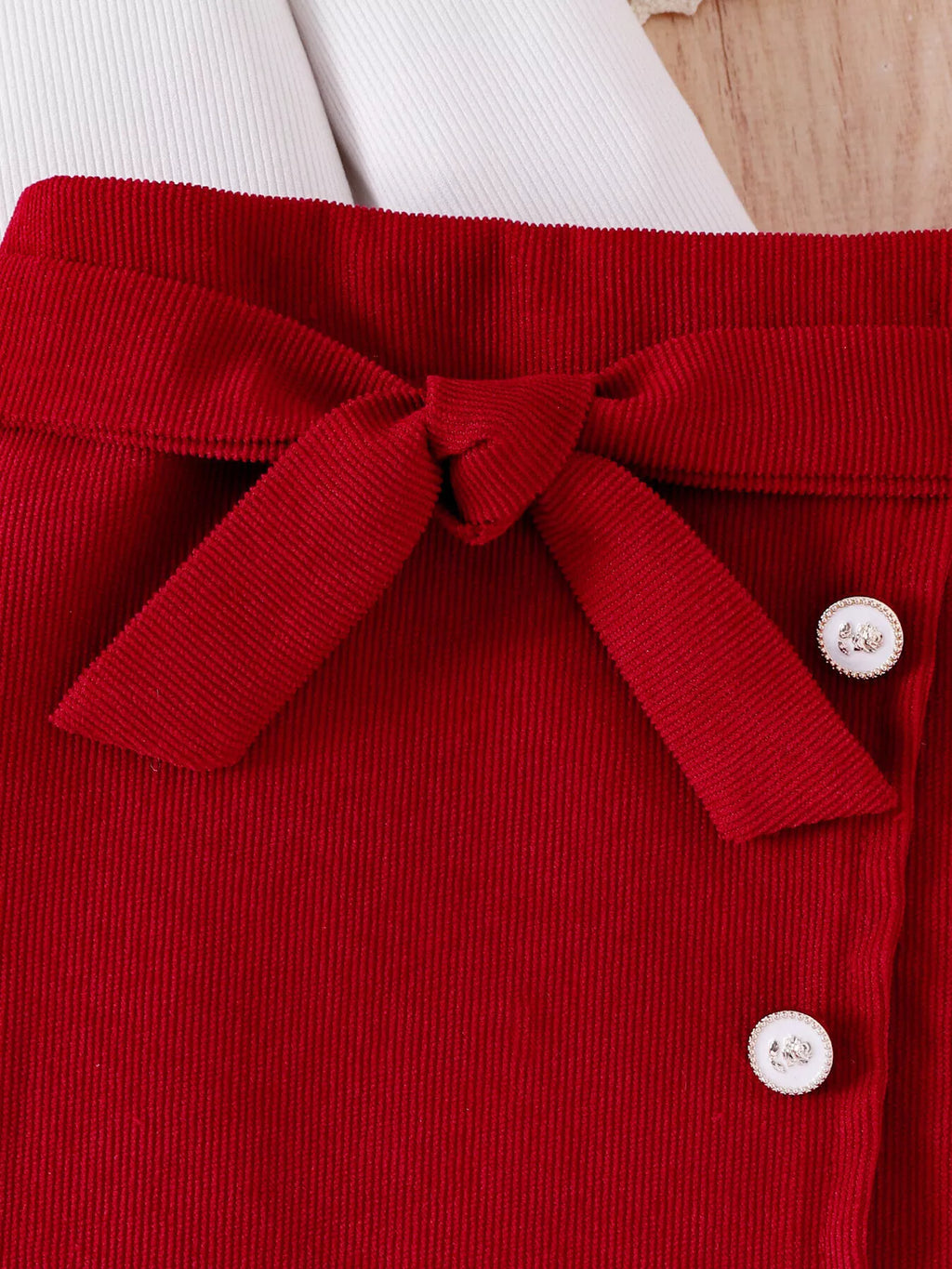 Children's Bow Long Sleeve Top and Skirt Set - WYNFLARE
