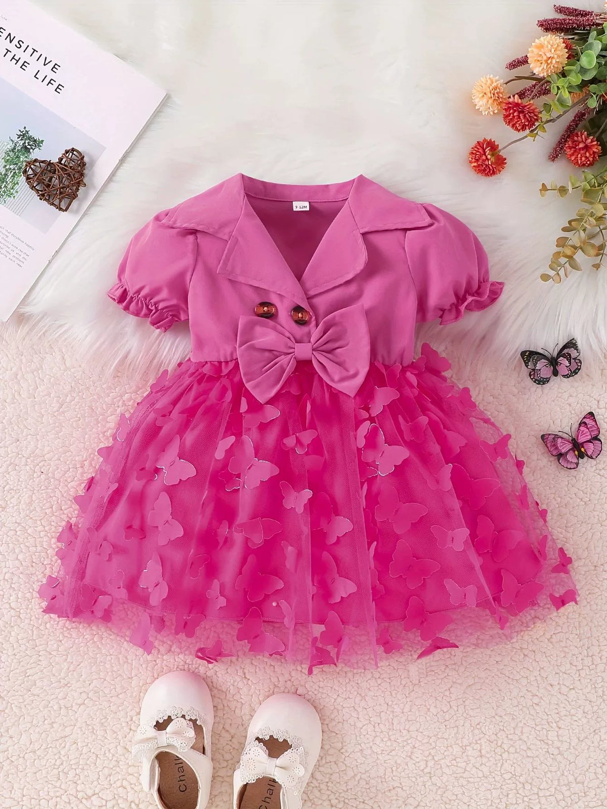 Children's Butterfly Applique Tulle Dress - WYNFLARE