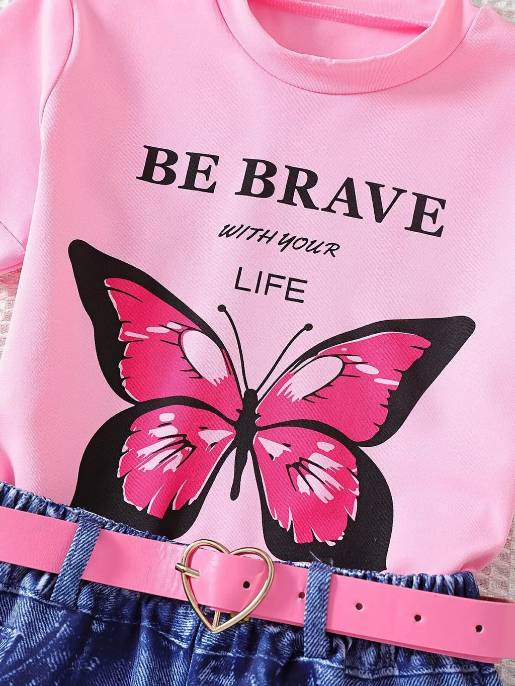Children's Butterfly Graphic Tee and Shorts Set - WYNFLARE