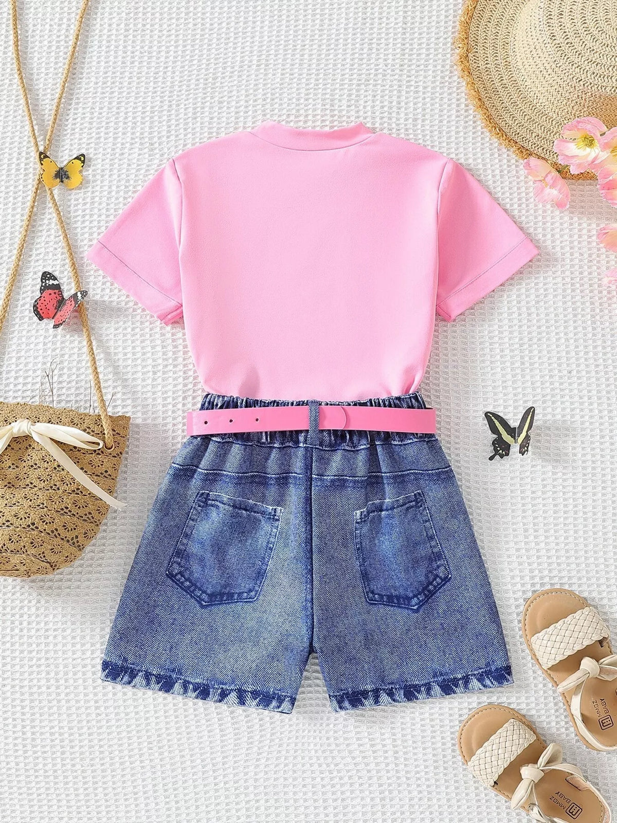 Children's Butterfly Graphic Tee and Shorts Set - WYNFLARE