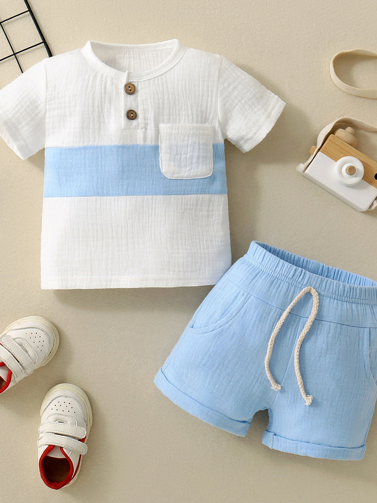 Children's Color Block Top and Shorts Set - WYNFLARE
