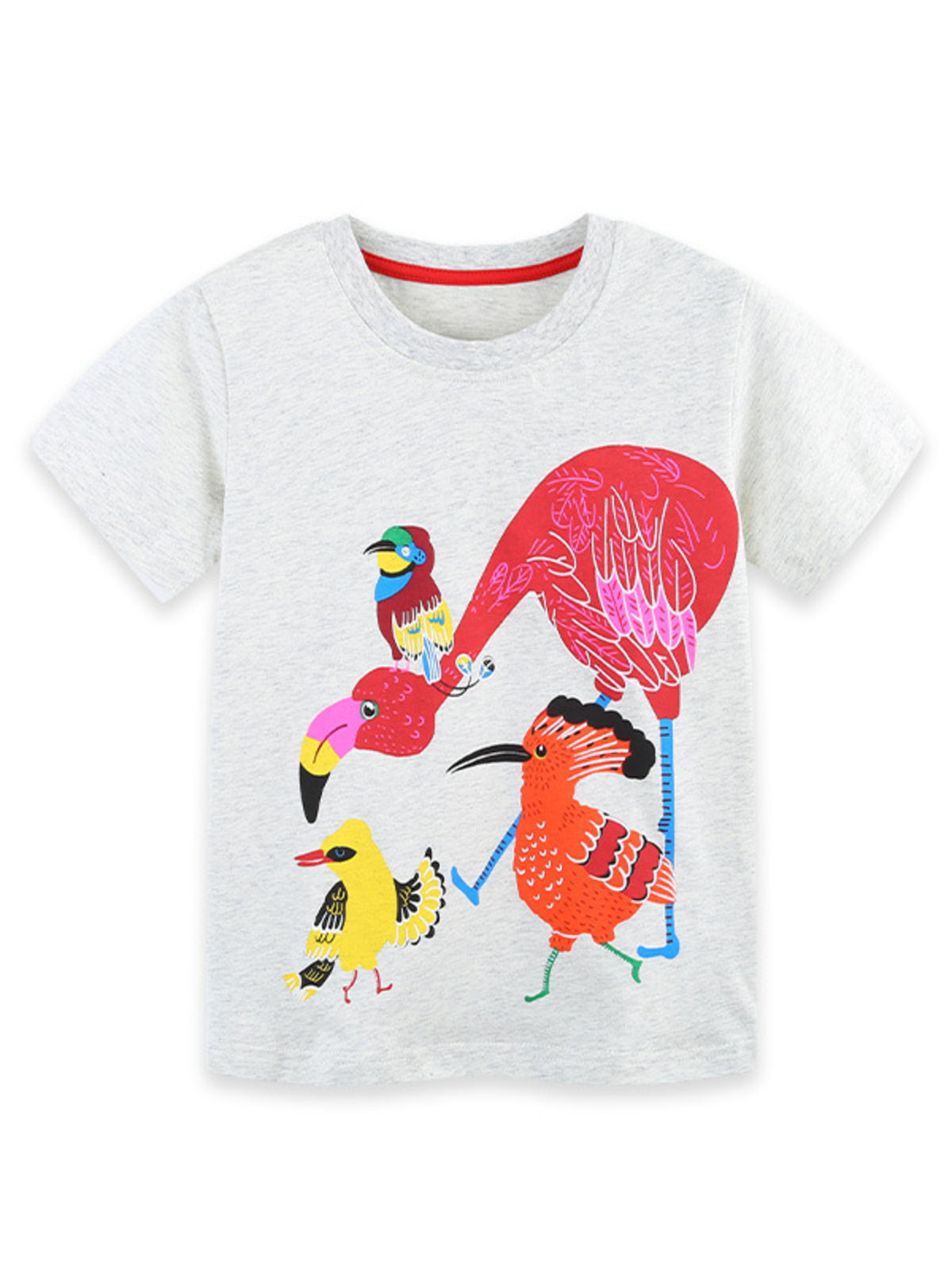 Children's Colorful Birds Print Crew Neck T-Shirt - WYNFLARE