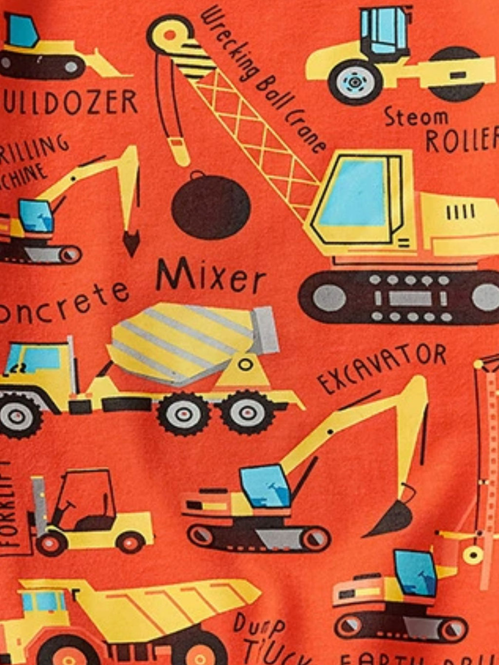 Children's Construction Vehicle Crew Neck Short Sleeve T-Shirt - WYNFLARE