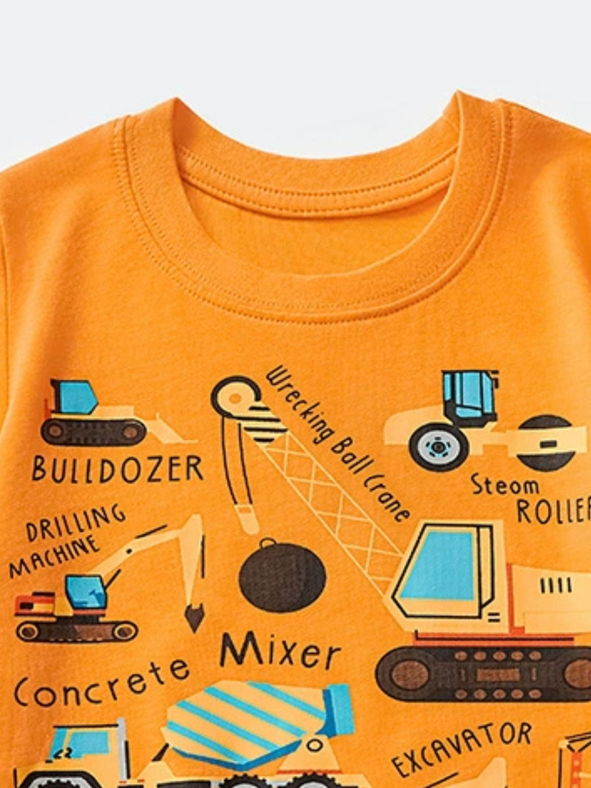 Children's Construction Vehicle Crew Neck Short Sleeve T-Shirt - WYNFLARE