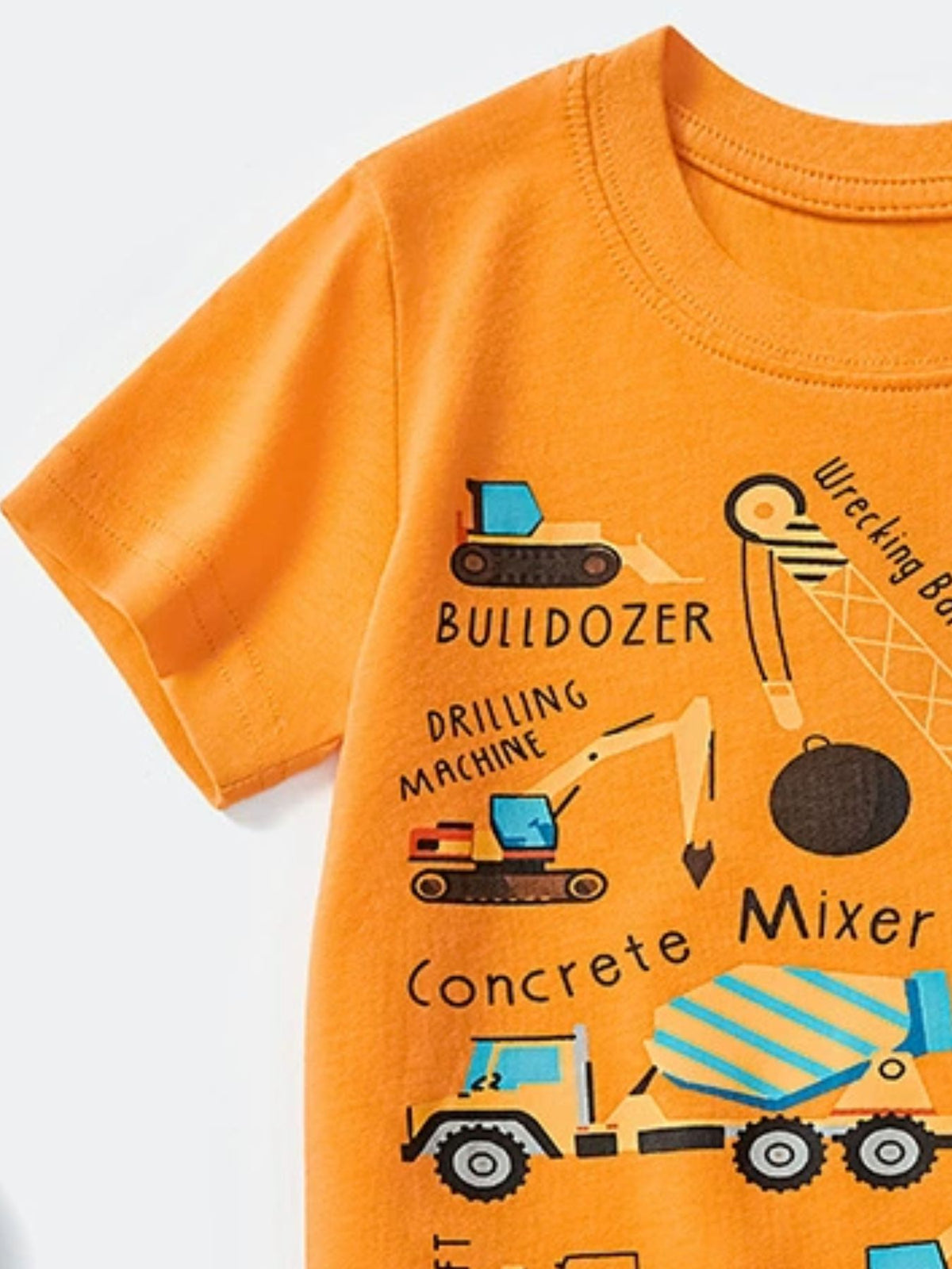 Children's Construction Vehicle Crew Neck Short Sleeve T-Shirt - WYNFLARE