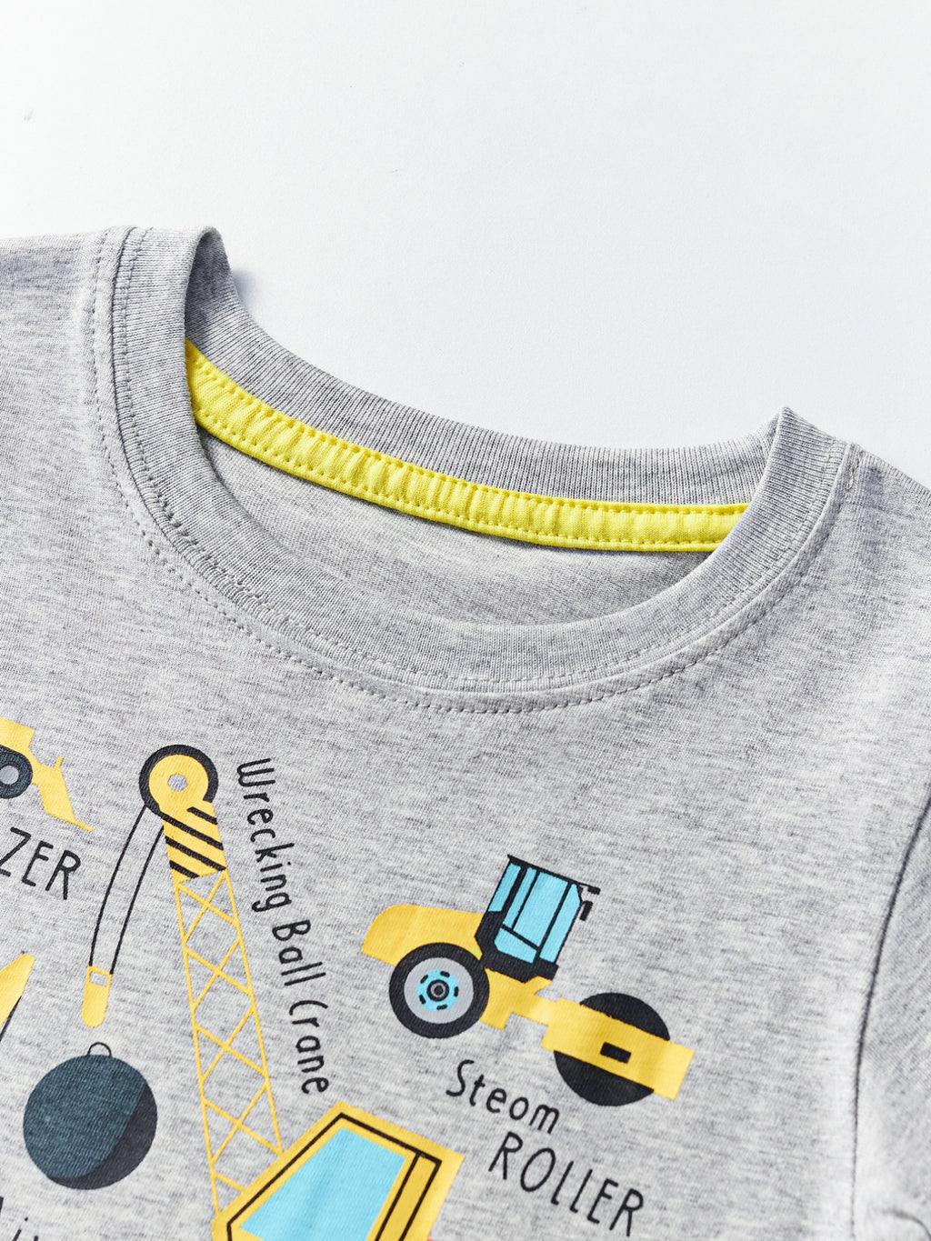 Children's Construction Vehicle Crew Neck Short Sleeve T-Shirt - WYNFLARE