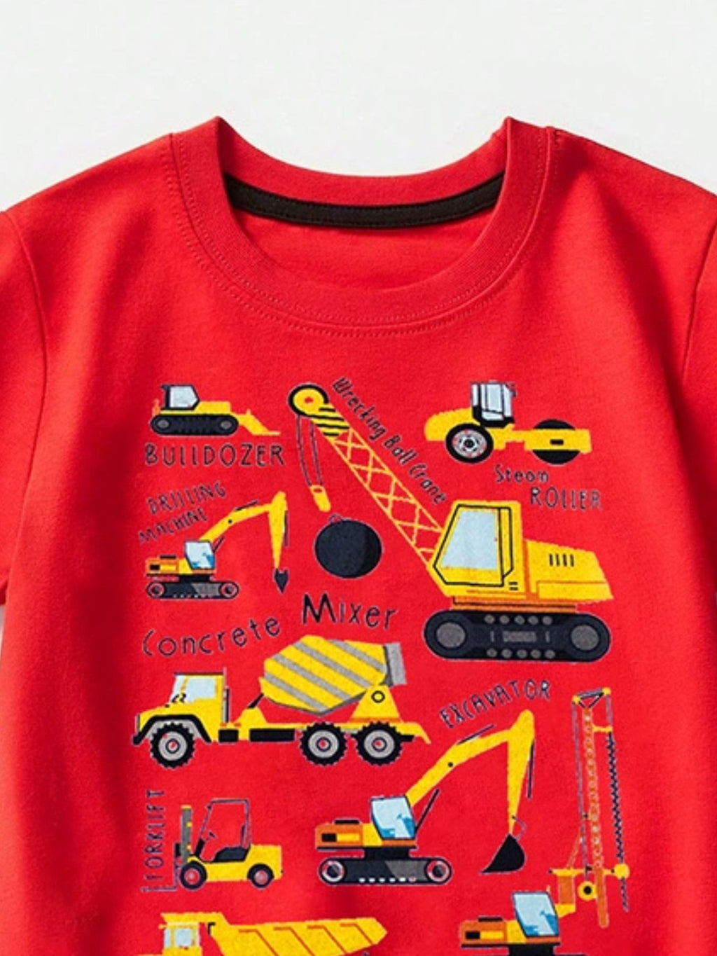 Children's Construction Vehicle Crew Neck Short Sleeve T-Shirt - WYNFLARE