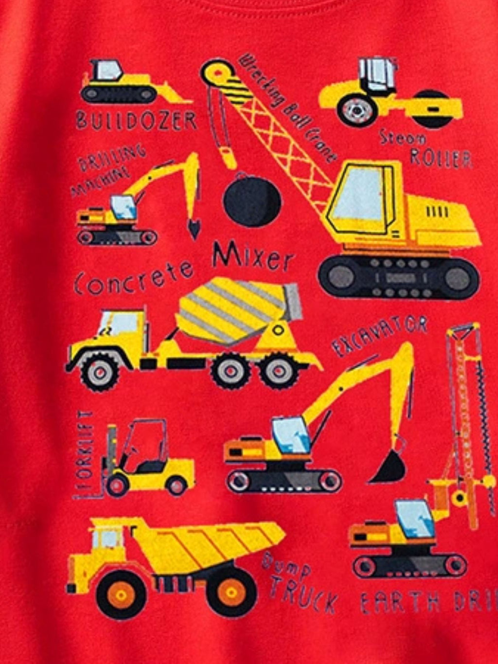 Children's Construction Vehicle Crew Neck Short Sleeve T-Shirt - WYNFLARE