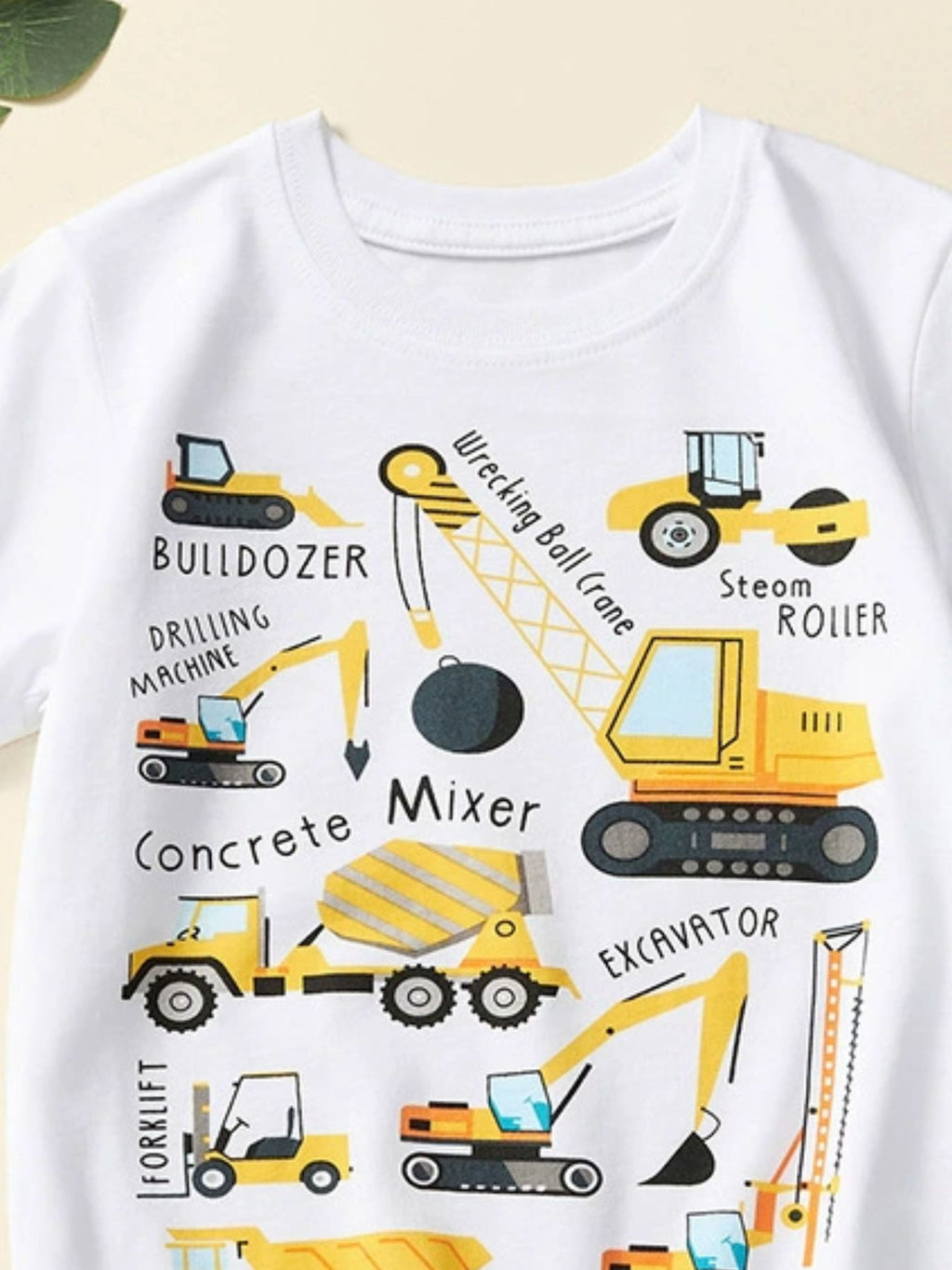 Children's Construction Vehicle Crew Neck Short Sleeve T-Shirt - WYNFLARE