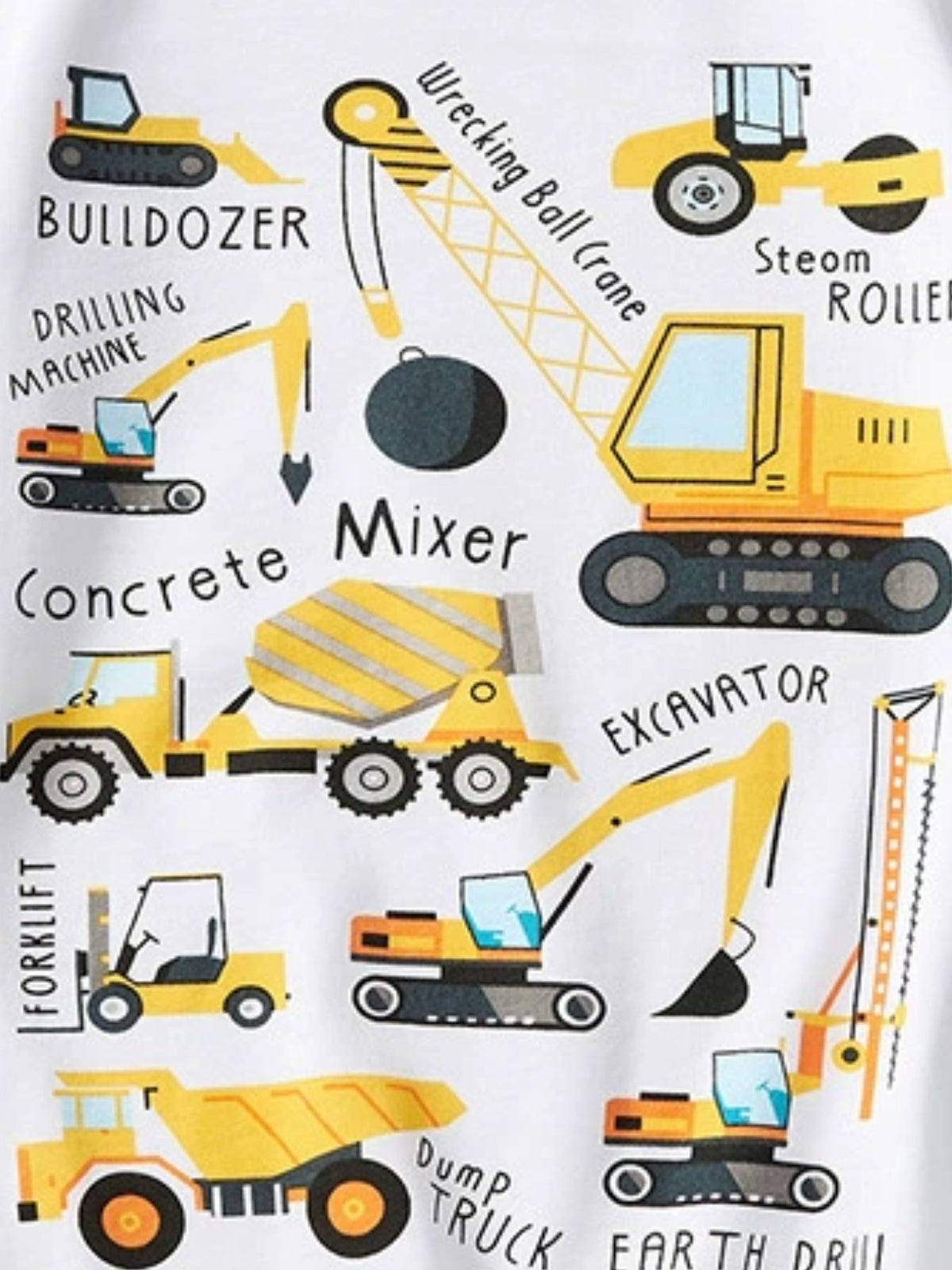 Children's Construction Vehicle Crew Neck Short Sleeve T-Shirt - WYNFLARE