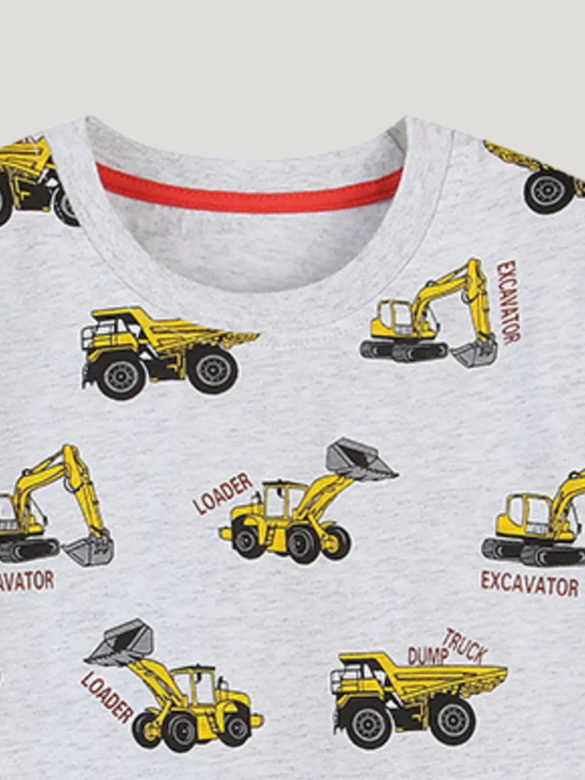 Children's Construction Vehicle Print Crew Neck Short Sleeve T-Shirt - WYNFLARE