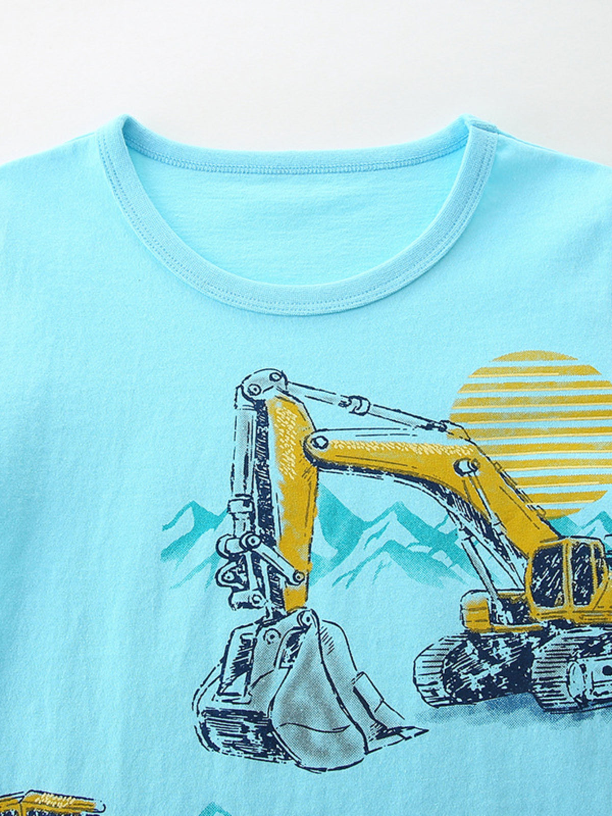 Children‘s Excavator Print Short Sleeve T-Shirt - WYNFLARE
