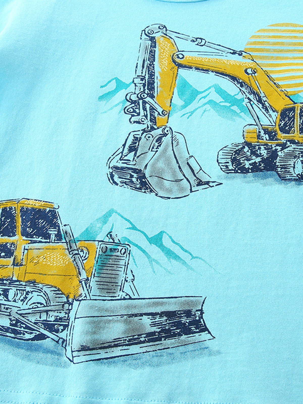 Children‘s Excavator Print Short Sleeve T-Shirt - WYNFLARE