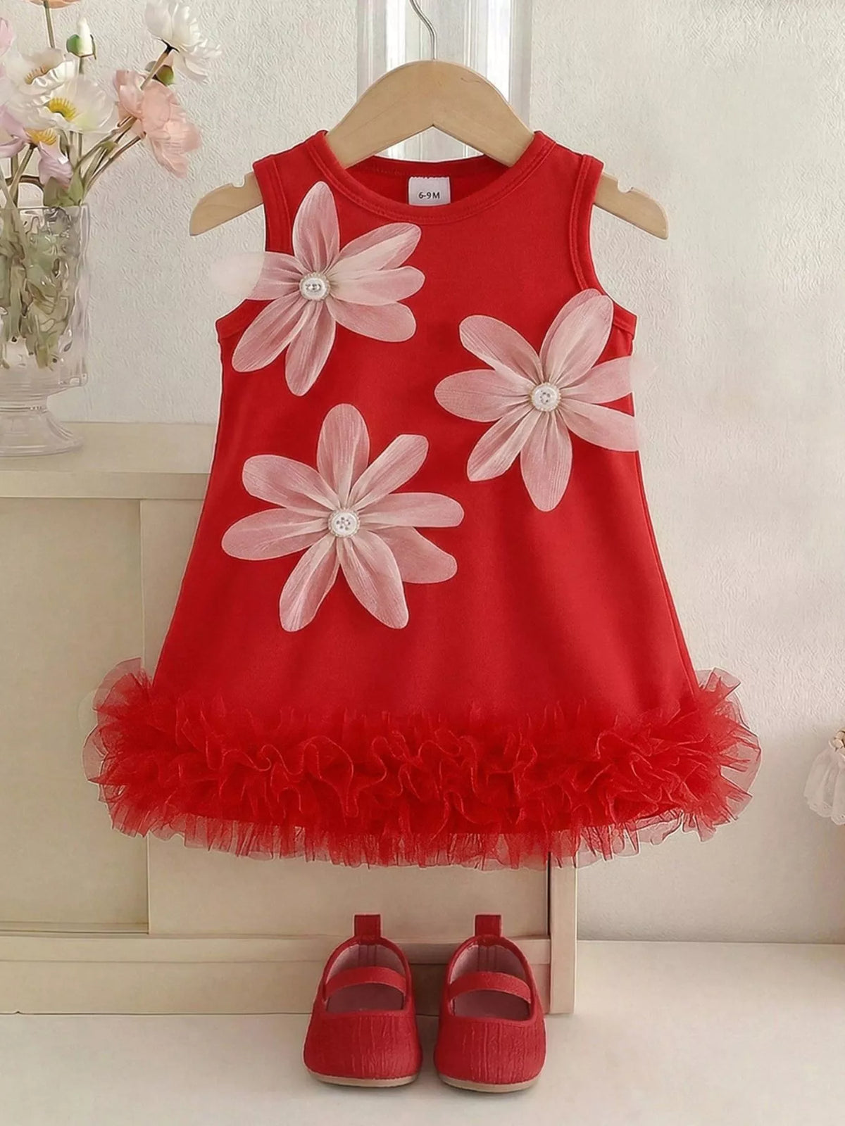 Children's Flower Sleeveless Round Neck Dress - WYNFLARE