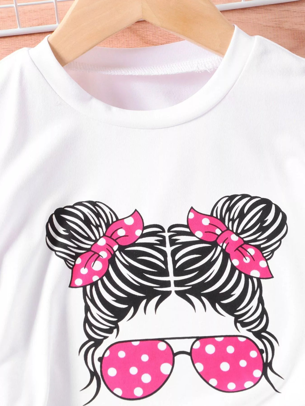 Children's Graphic Tee & Polka Dot Pleated Pants Set - WYNFLARE