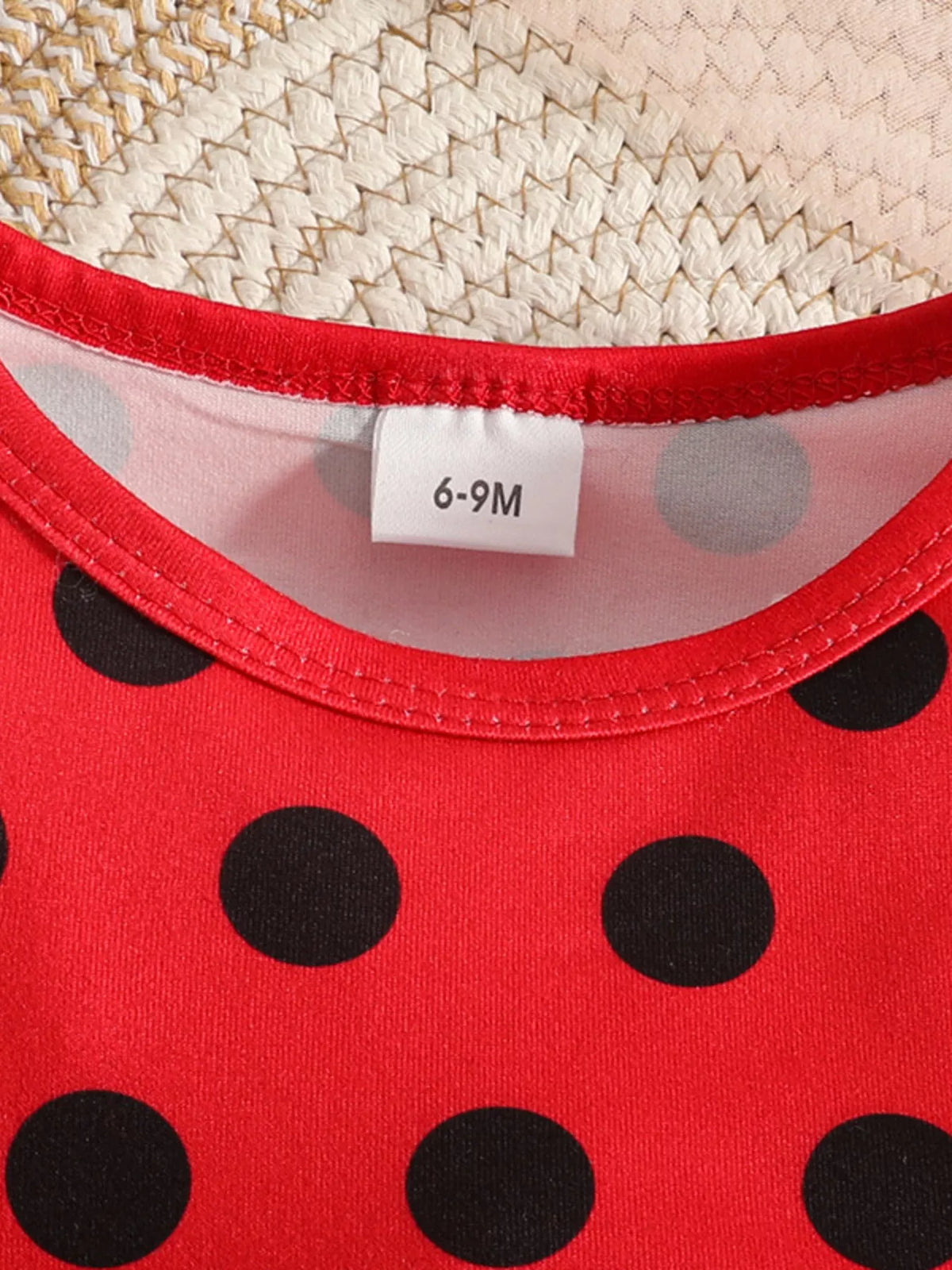 Children's Ladybug Polka Dot Ruffle Trim Top and Pants Set with Headband - WYNFLARE
