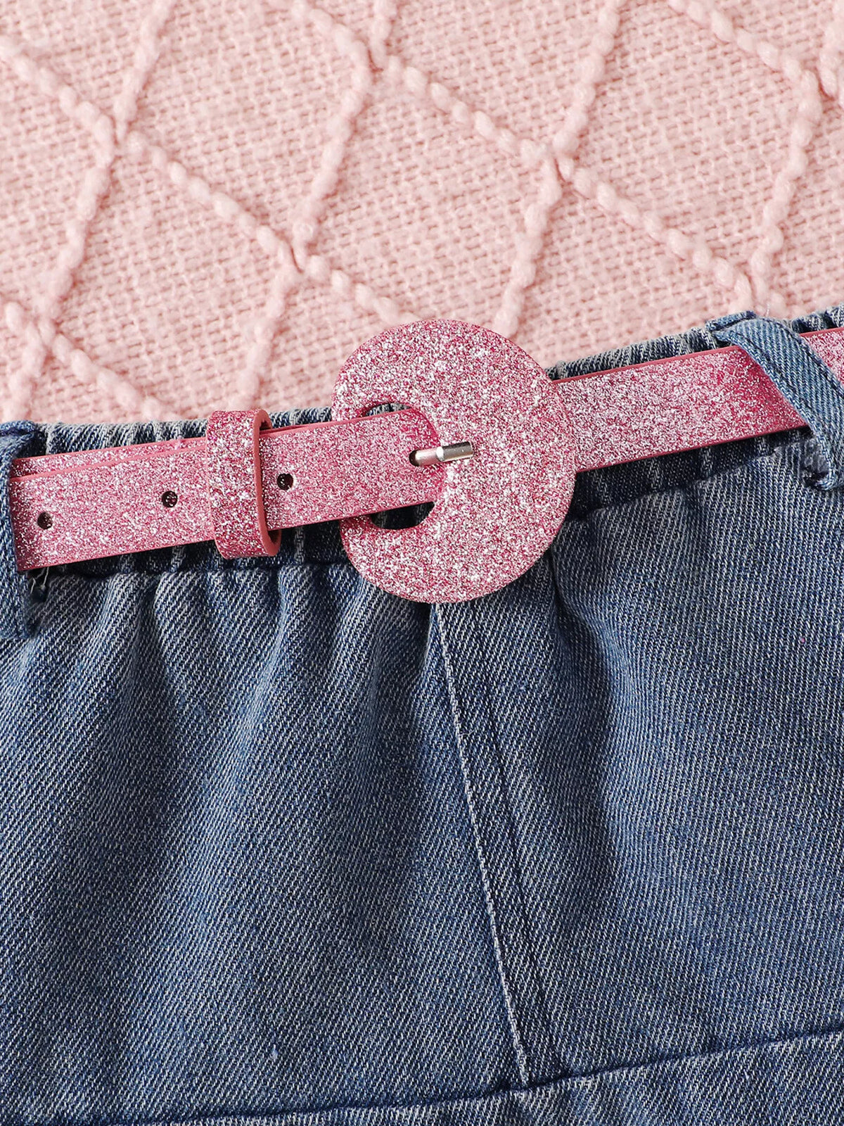 Children's Letter Long Sleeve Top and Denim Skirt Set - WYNFLARE