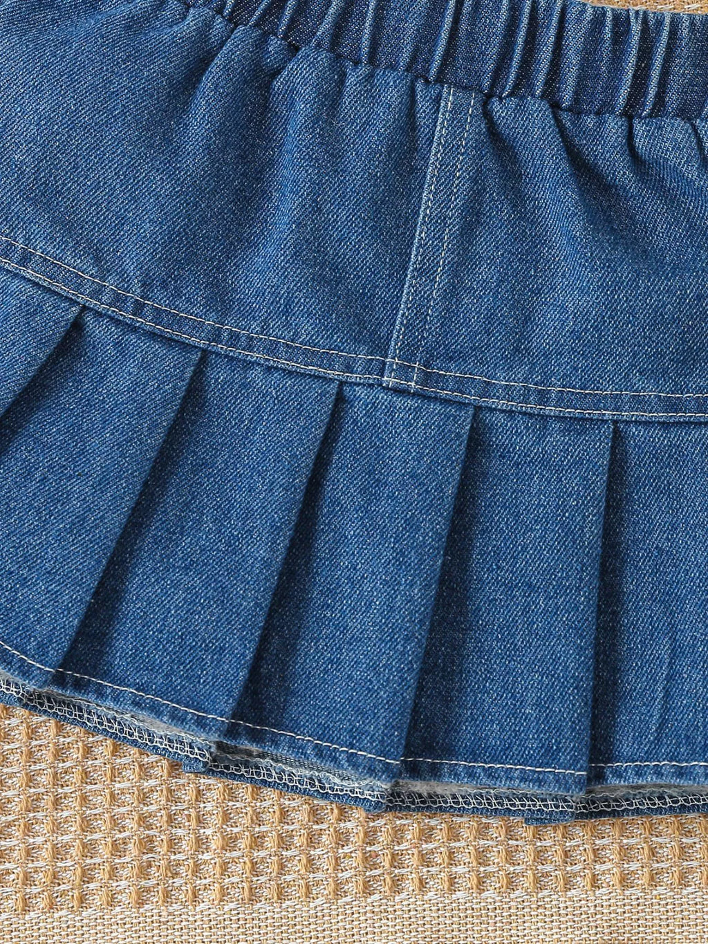 Children's Letter Long Sleeve Top and Denim Skirt Set with Heart Bag - WYNFLARE