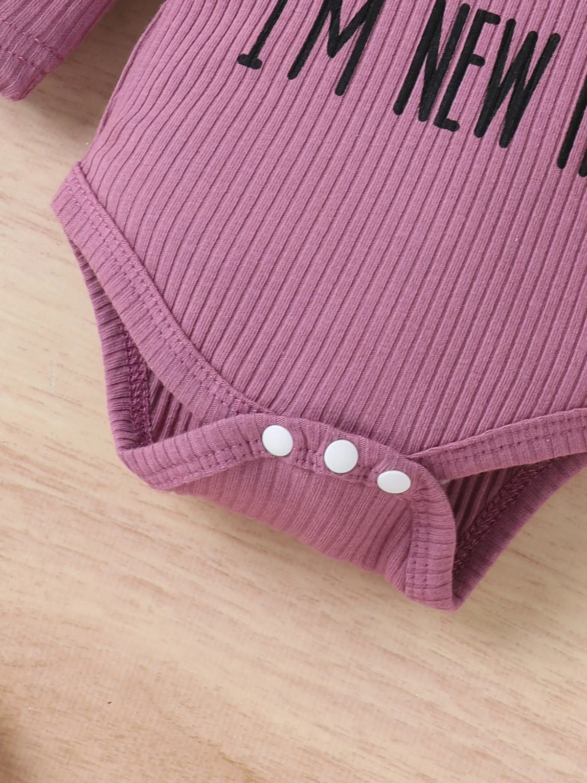 Children's Letter Ribbed Bodysuit and Pants Set with Headband & Hat - WYNFLARE