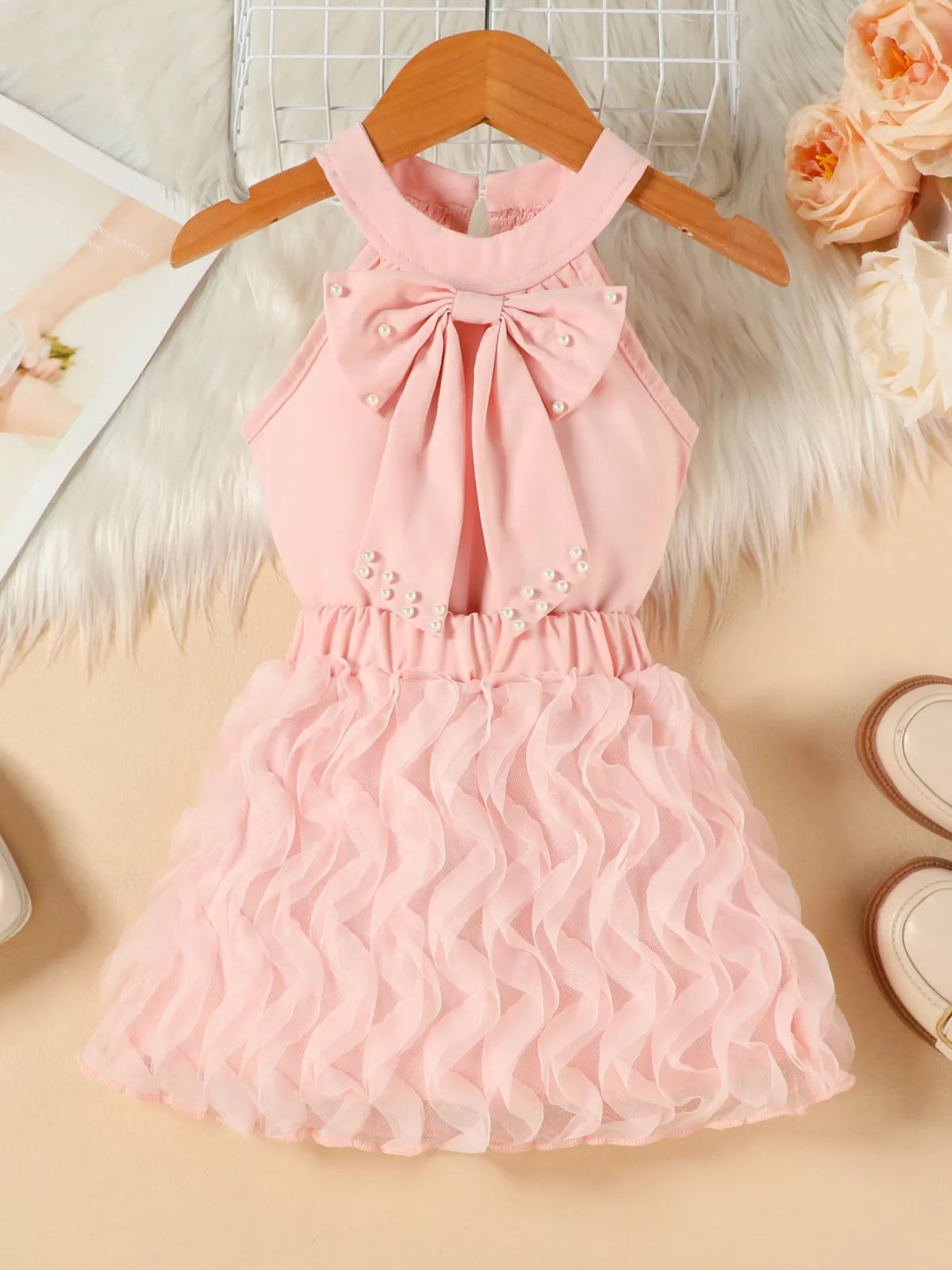 Children's Pearl Bowknot Top and Skirt Set - WYNFLARE