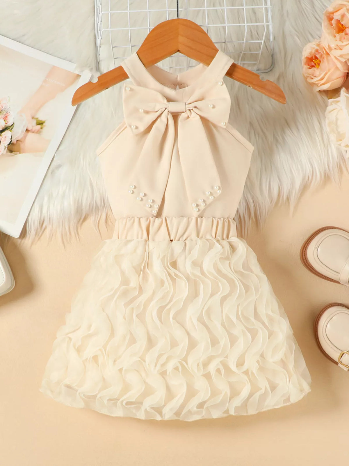 Children's Pearl Bowknot Top and Skirt Set - WYNFLARE