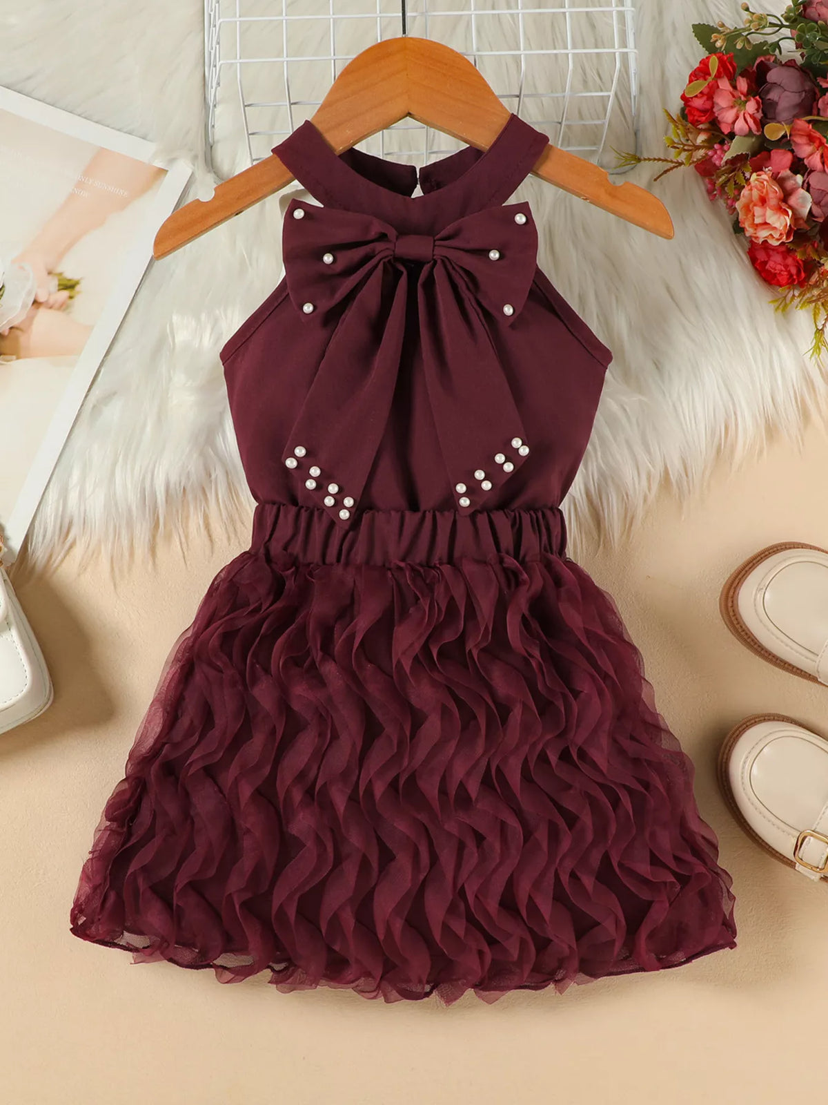 Children's Pearl Bowknot Top and Skirt Set - WYNFLARE