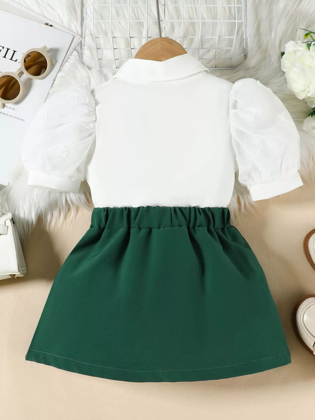Children's Puff Sleeve Top & Skirt Set - WYNFLARE