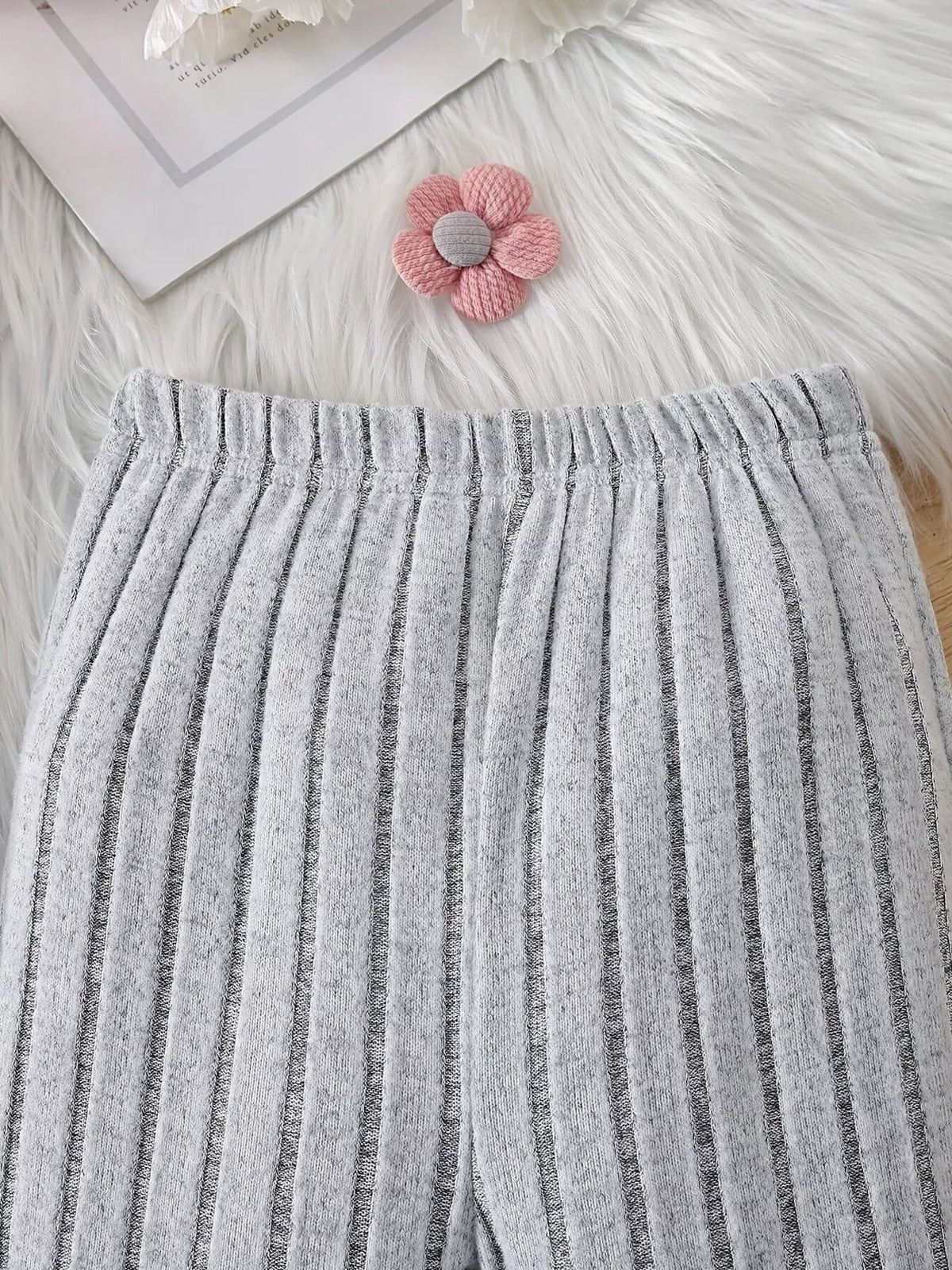 Children's Ribbed Knit Hooded Top and Pants Set - WYNFLARE