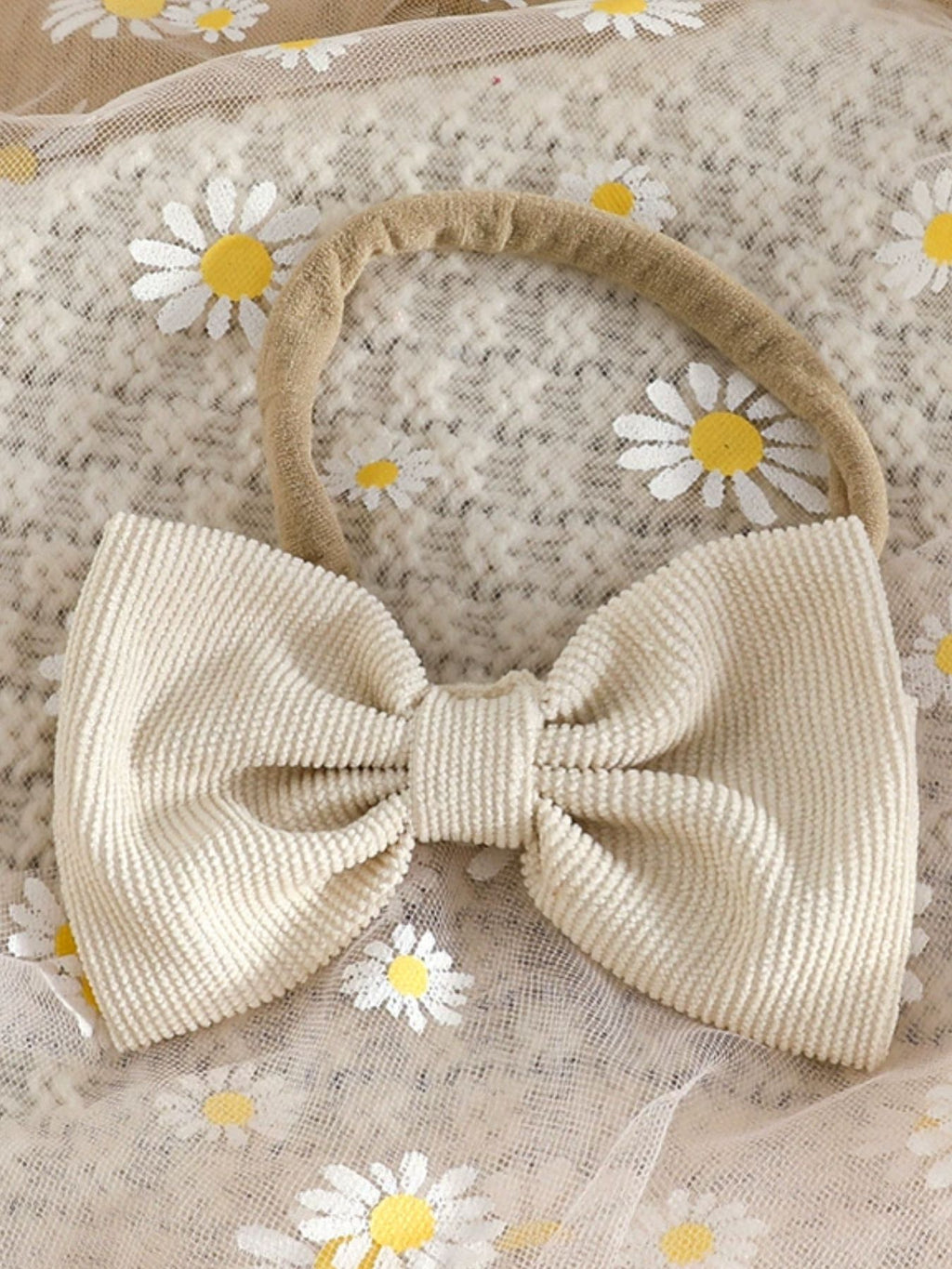 Children's Ribbed Top & Bow Decor Suspender Dress & Headband Set - WYNFLARE