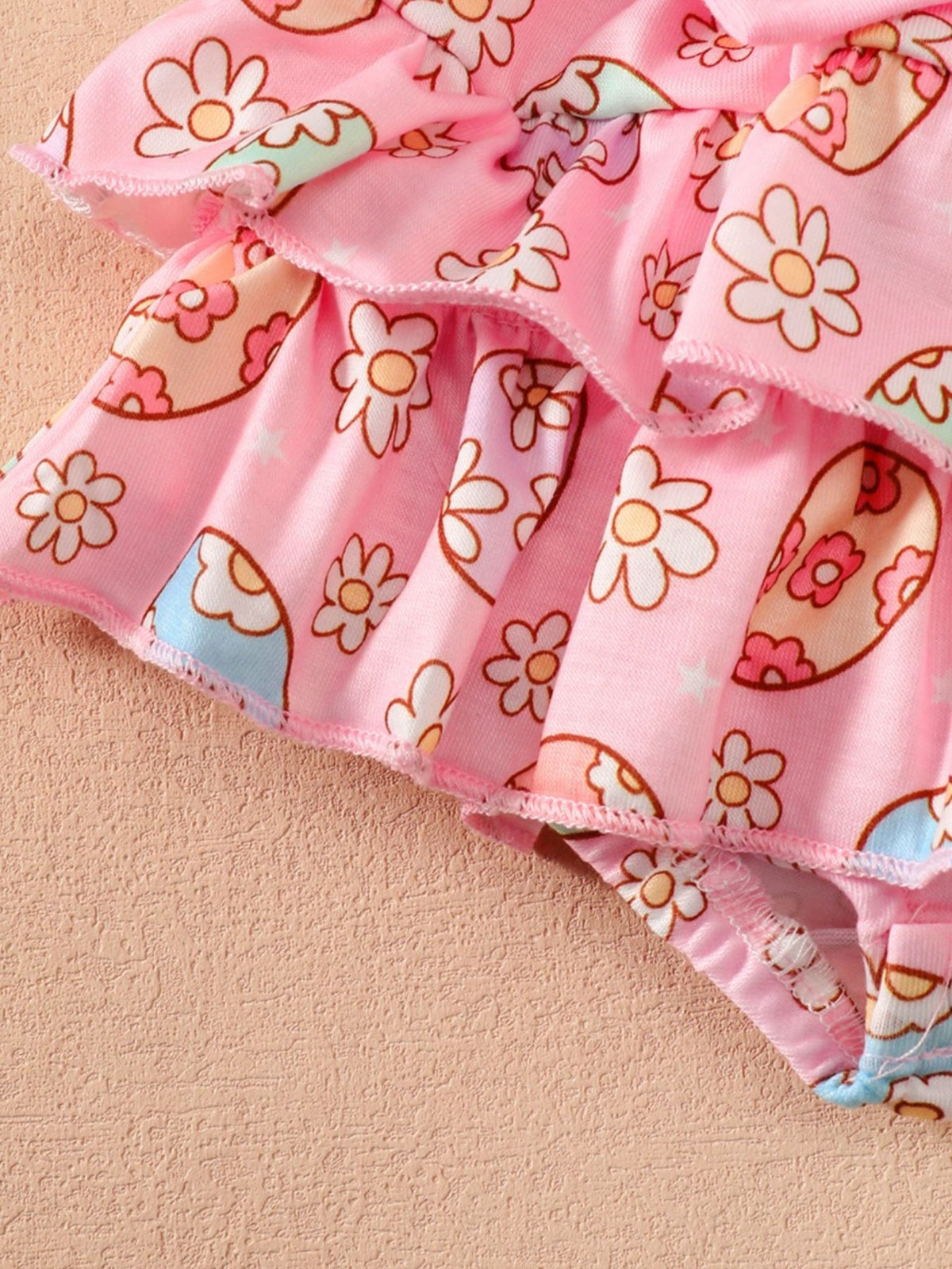 Children's Ruffled Trim Bodysuit and Skirt Set with Headband - WYNFLARE