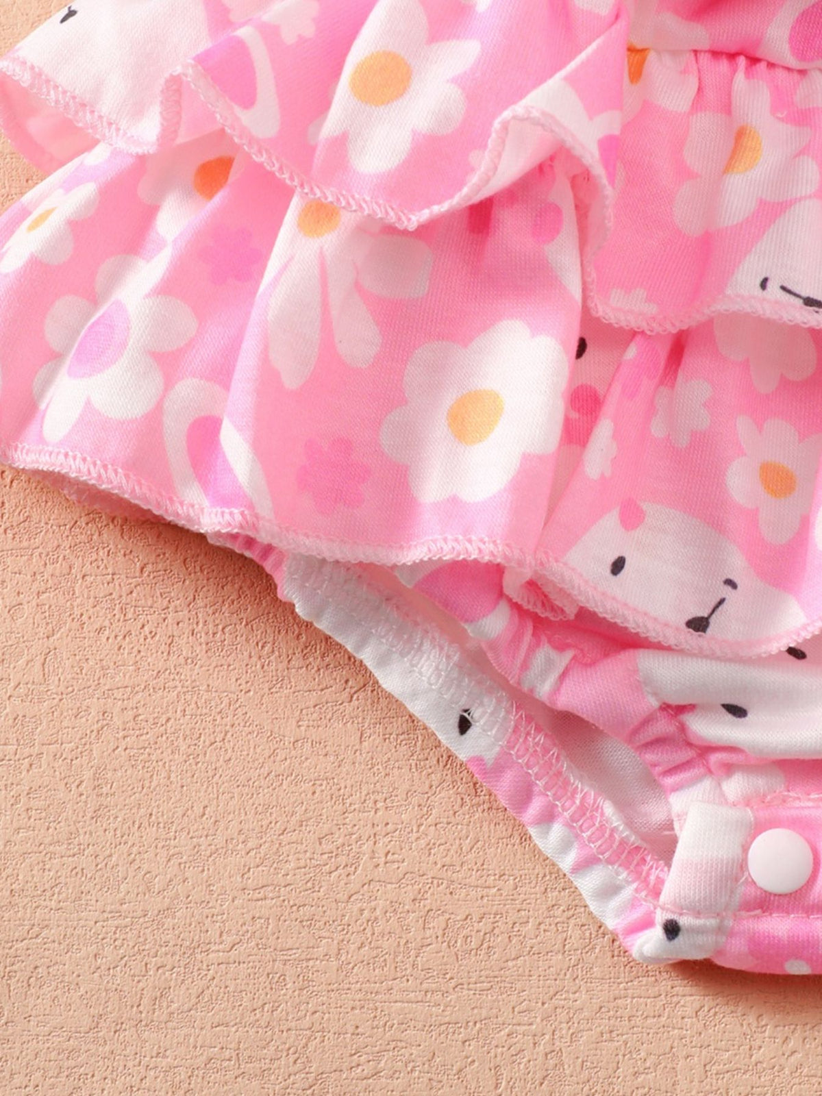 Children's Ruffled Trim Bodysuit and Skirt Set with Headband - WYNFLARE