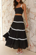 Contrast Trim Cami and Maxi Skirt Set - WYNFLARE