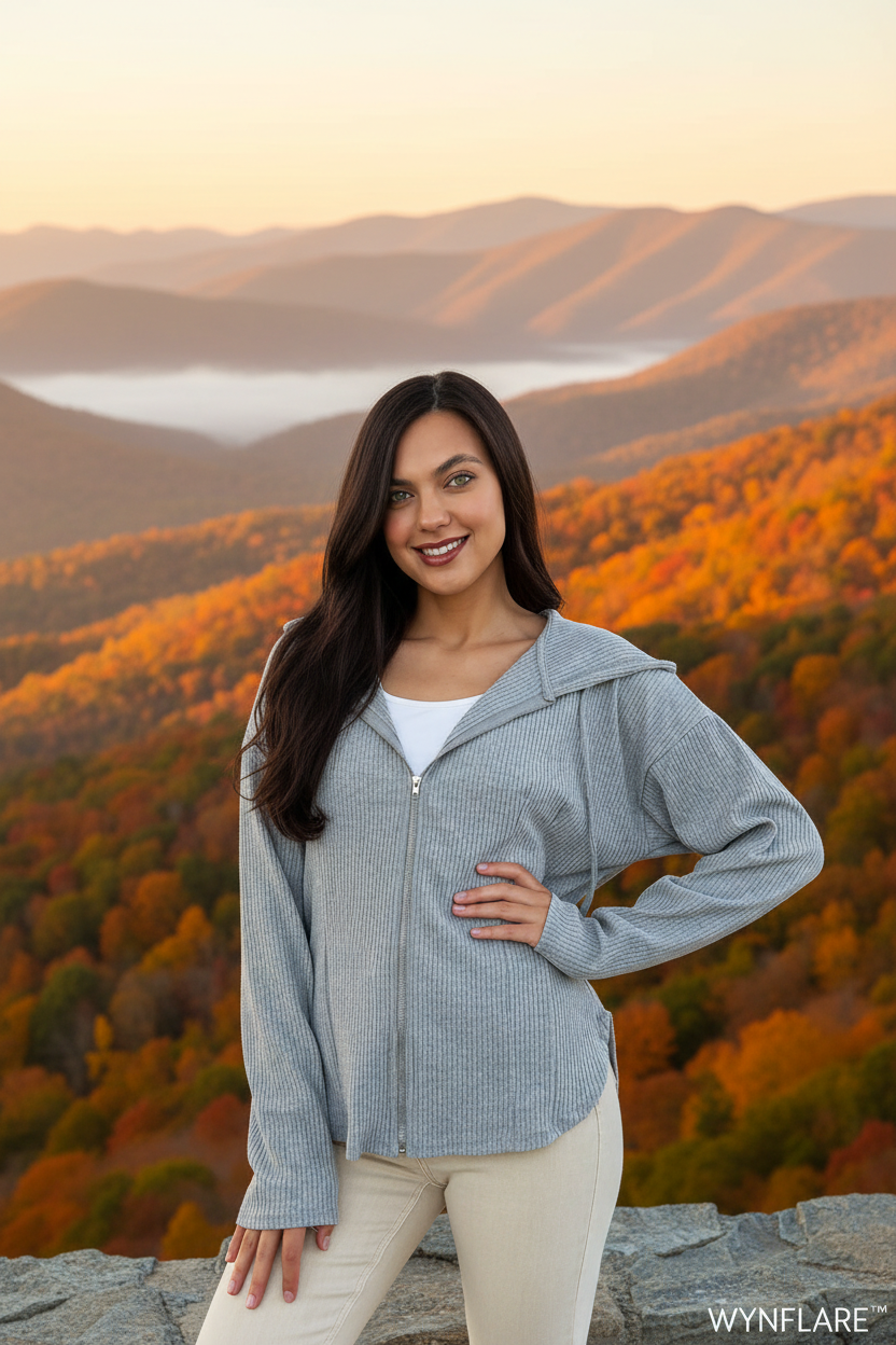 Culture Code Full Size Ribbed Zip Up Drawstring Hooded Jacket - WYNFLARE